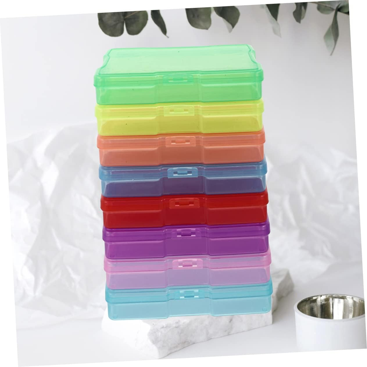POPETPOP 10Pcs Plastic Photo Storage Boxes 4X6 Inch Lid for Photos Jewelry Postcards Organizing Containers Craft Keepsake Holders Multi-Color Storage Solution for Home and Office image number 5