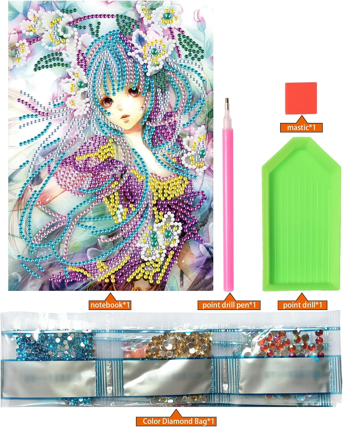 DCIDBEI Notebooks Diamond Painting Sketchbook A5 DIY Notebook A5 Blank Diamond Painting Notebook Embroidery Diary Book Flower Fairy Elf DIY Diamond Art Gifts Craft Set Adults - Bronze Lotus image number 6