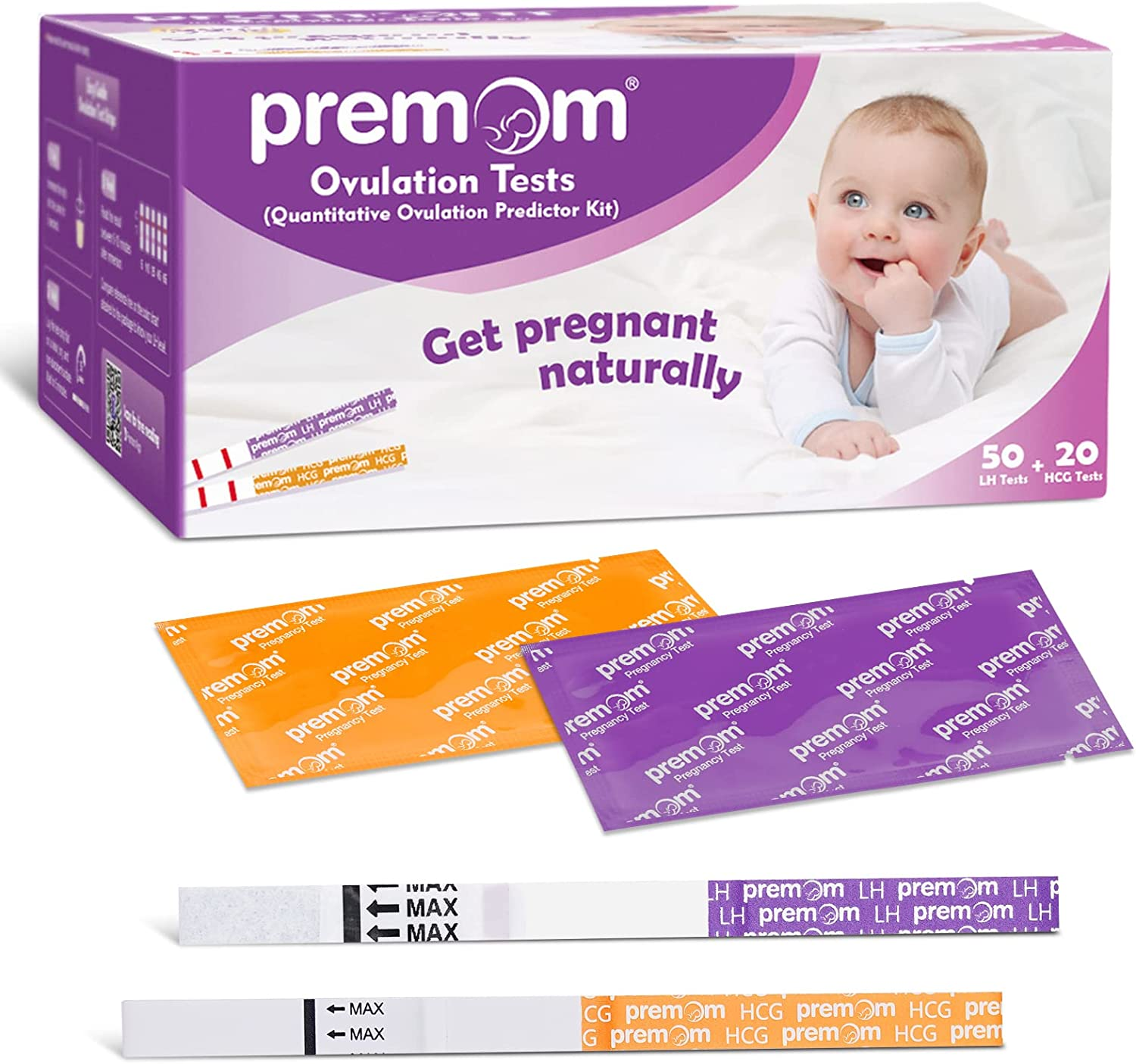 Quantitative Ovulation Predictor Kit, 50 Ovulation Tests + 20 Pregnancy Tests, Premom Advanced Ovulation Test Strips Combo with Numerical Results, Smart Digital Ovulation Reader APP, PMS-5020 image number 5