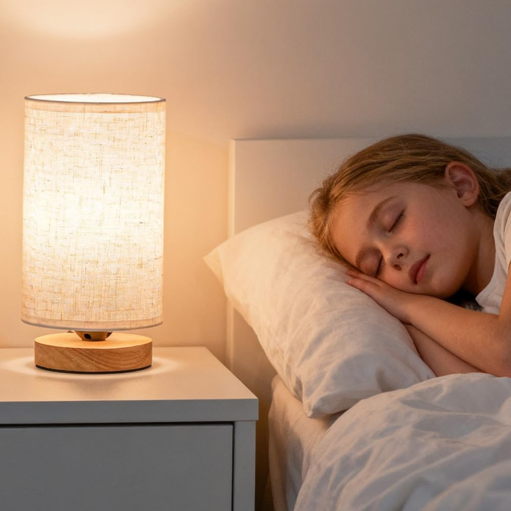ANLAIBO 3 Colors Bedside Lamps, Table Lamp for Bedroom, Small Lamps for Living Room ，Simple Bed Side Lamp with Button Switch for Kids Room, Study, Dorm, Office, Shelves(Bulb Included) image number 2