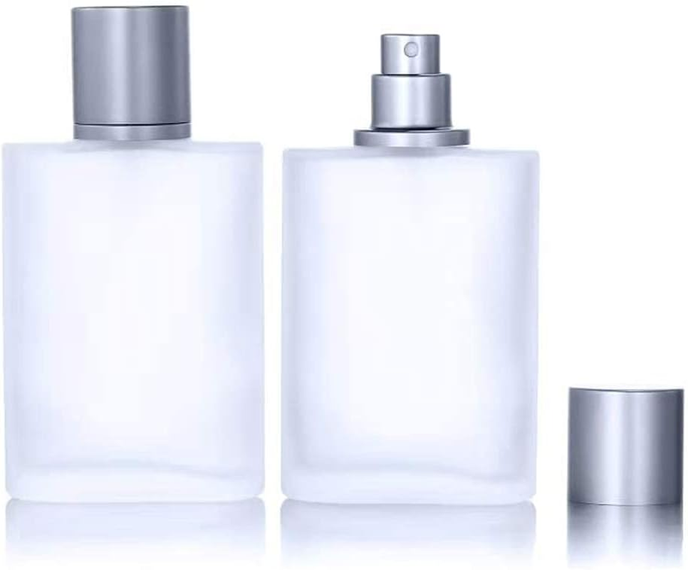 2 Pack 100Ml/3.38 Oz Empty Frosted Glass Spray Bottle Perfume Atomizer, Refillable Fine Mist Spray Empty Perfume Bottles with 4 Kinds of Perfume Dispenser (2 Pack 100Ml/3.38 Oz Frosted Bottles) image number 1