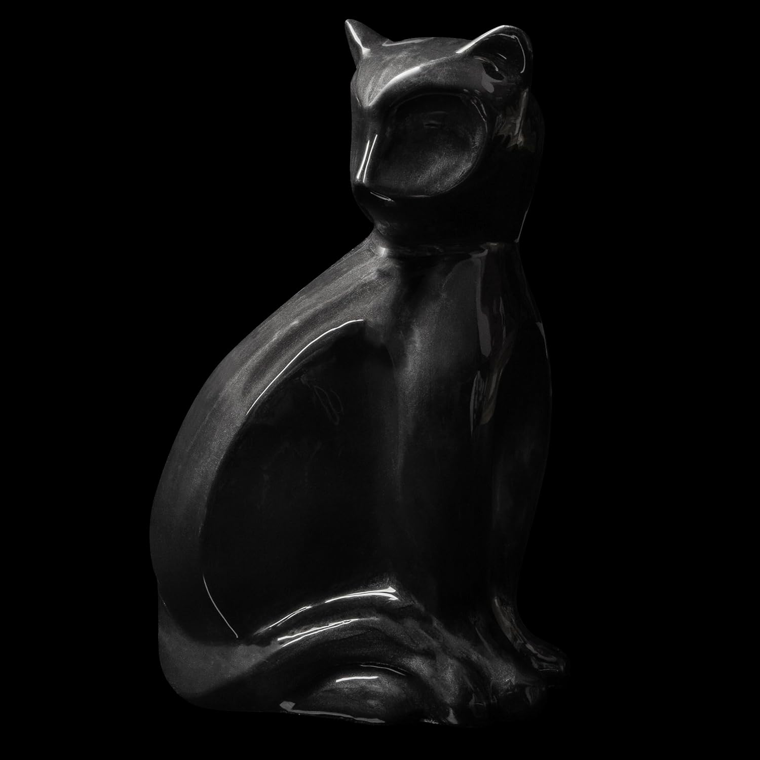 Urns Paradise, Cat Urn Marquise Urn for Cats, Memorial Urn for Cats, Urn for Ashes, Keepsake of Your Pet (Black) - Black image number 2