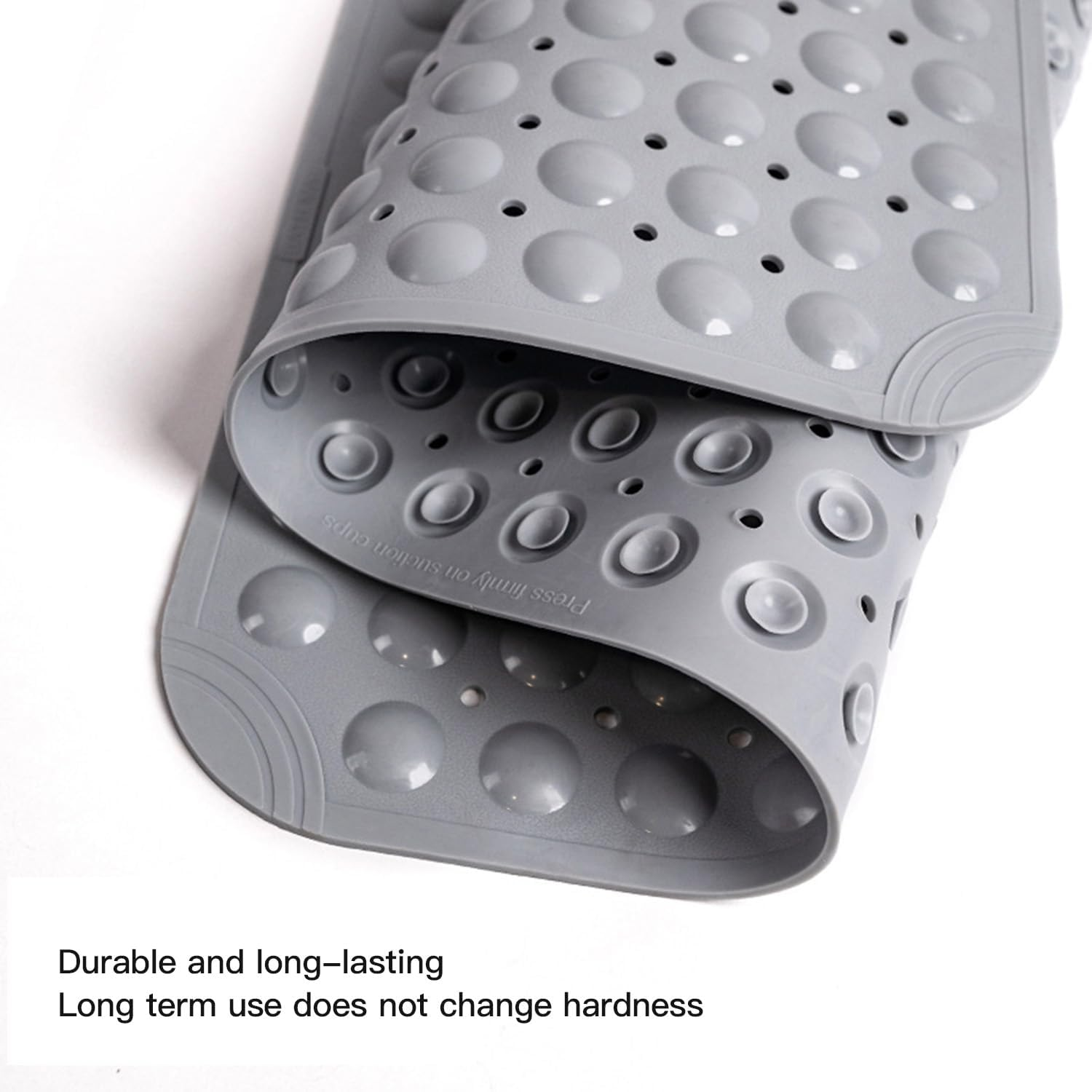 Nonslip Bathtub Mat Extra Soft TPE Bath Mat for Kids, Machine Washable Bathroom Shower Mat, Smooth/Non-Textured Tubs Only, 30L X 17W Inch (Light Grey) image number 3