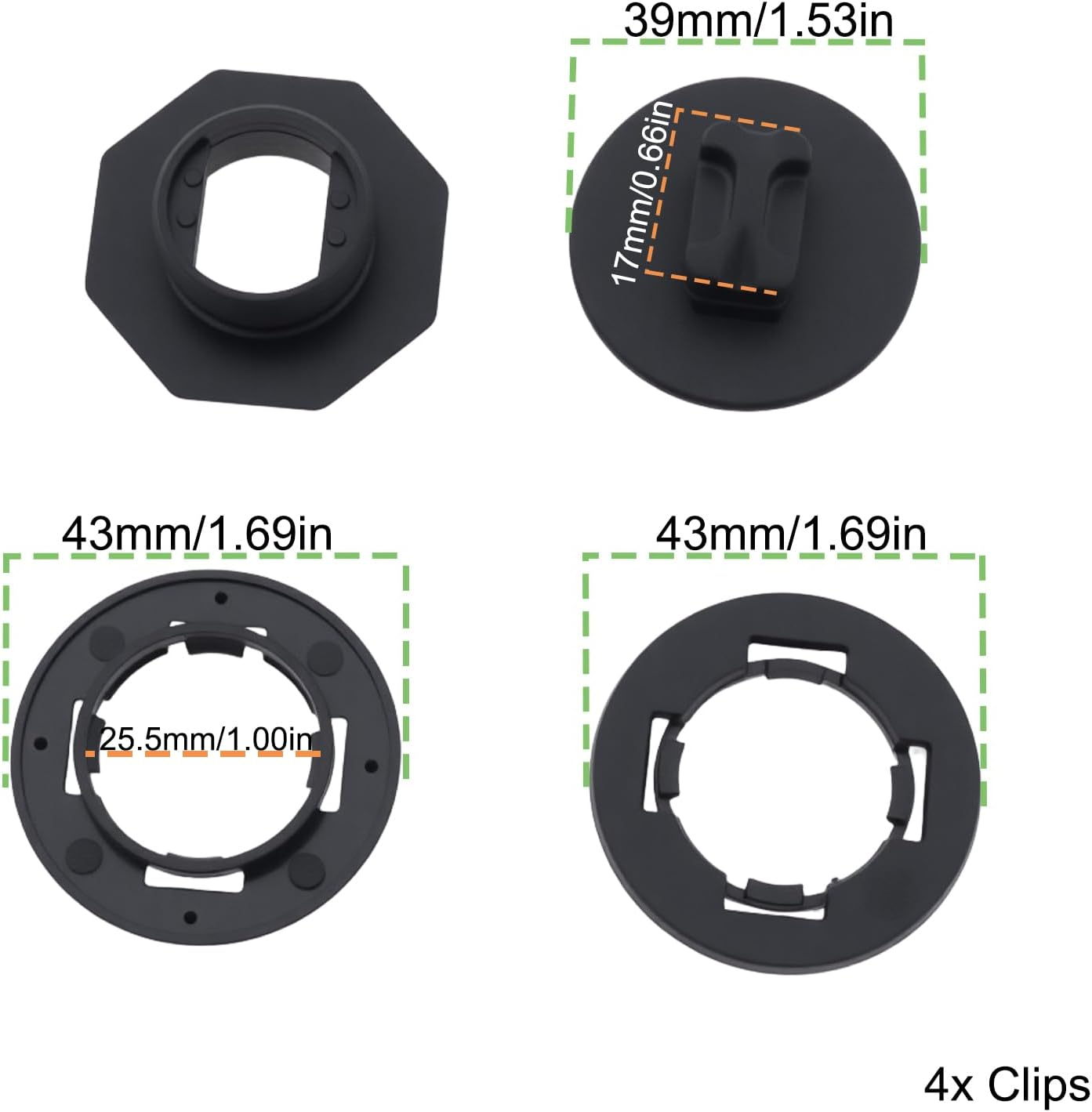 4 Sets of Car Floor Mat Clips Plastic Mat Retainers Compatible with HONDA Black image number 2