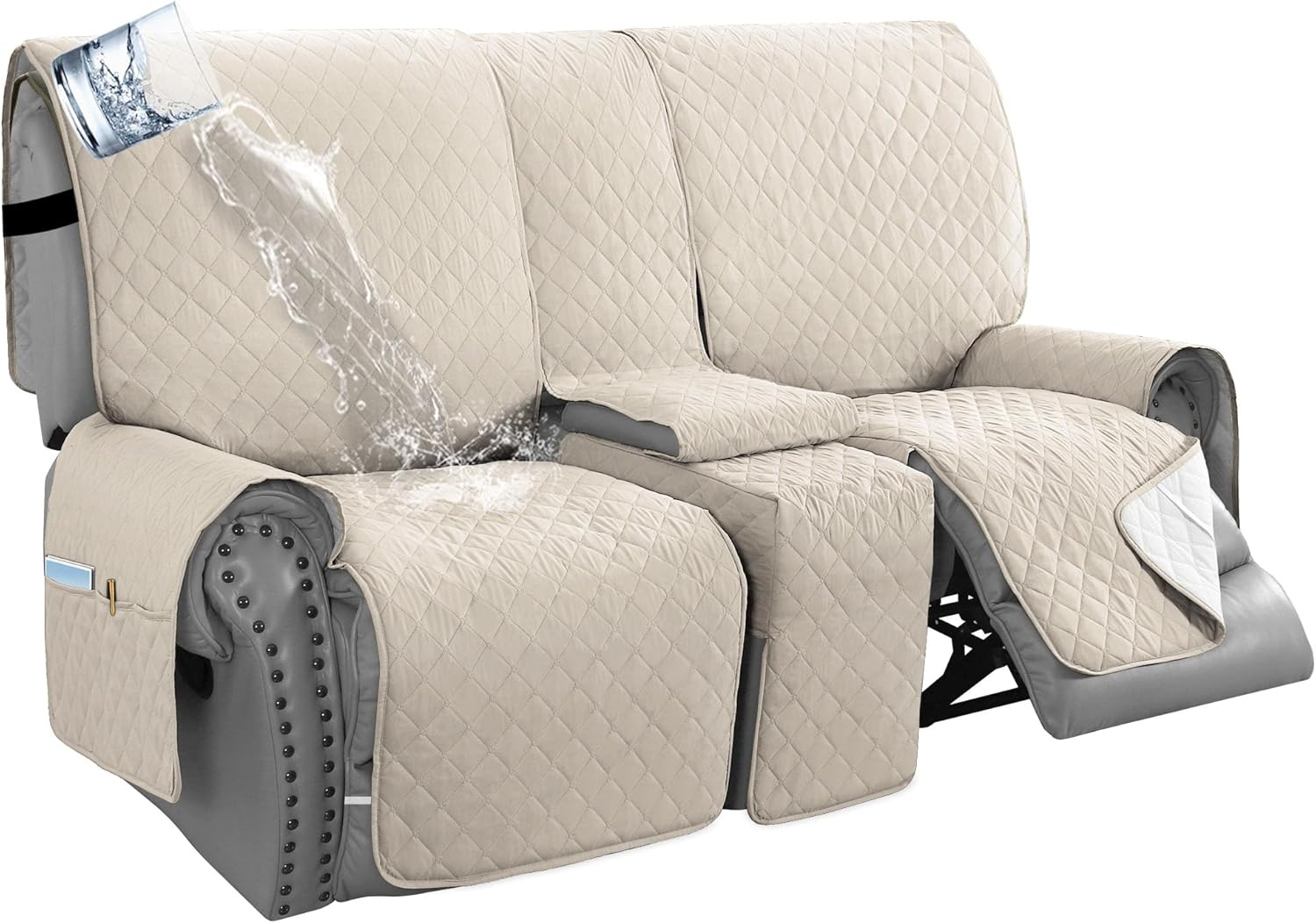 Smarcute 100% Waterproof Recliner Cover 1-Piece Recliner Sofa Cover for 3 Cushion Couch Furniture Protector Cover with Non Slip Backing and Strap for Kids, Dogs, Pets(3 Seater, Chocolate)