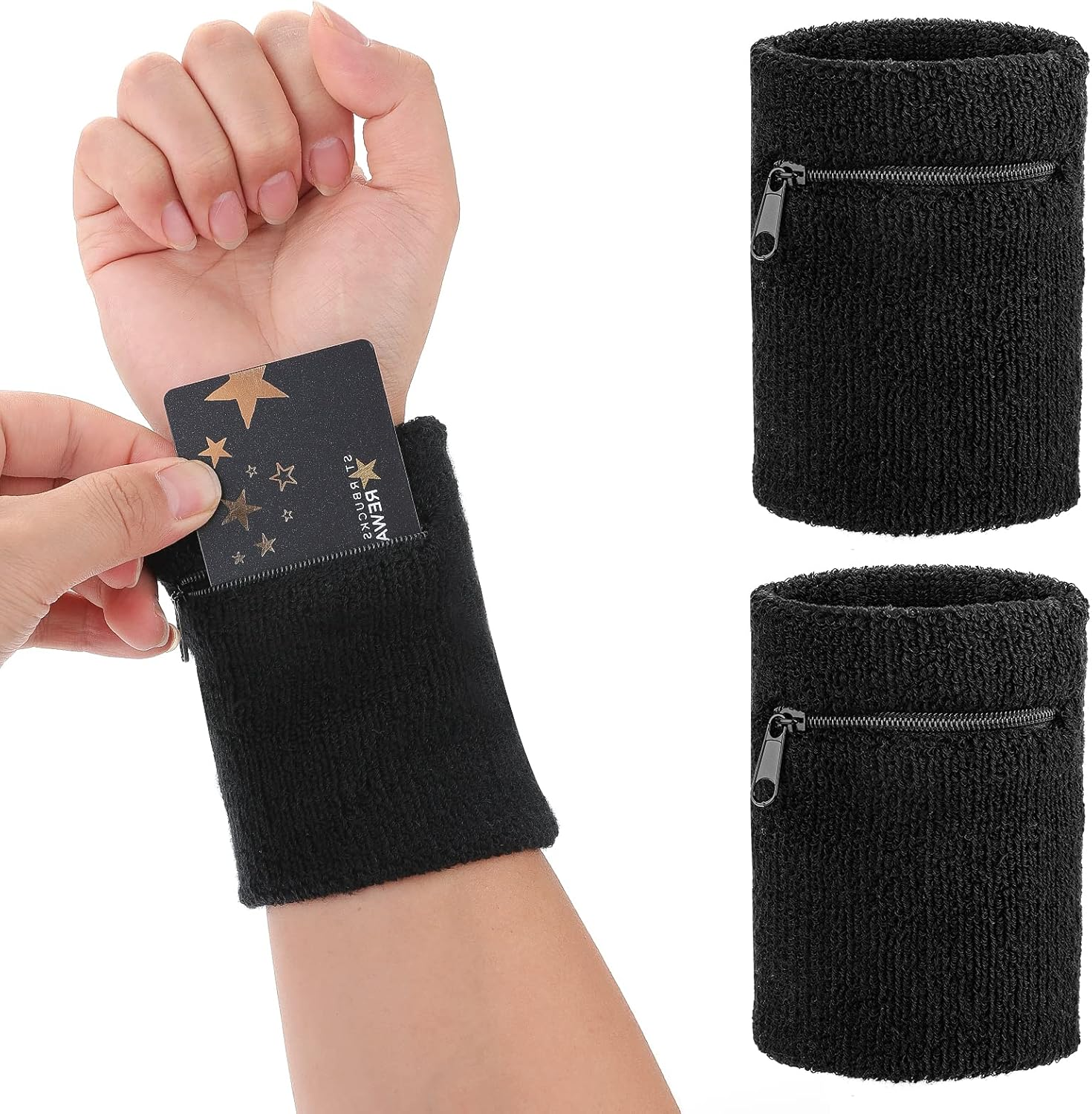 Yolev 2 Pieces Sport-Wristband Wrist-Pouch Zipper Wrist-Wallet for Tennis, Basketball, Football, Running, Fitness, and Other Outdoor Sports image number 2