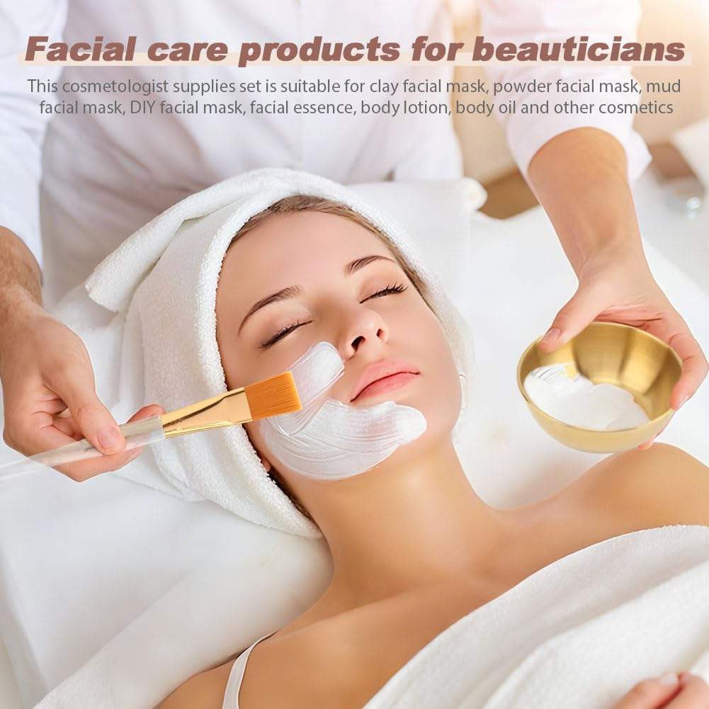 23Pcs Esthetician Supplies for Facials Set, Face Mask Applicator Brushes Tools, Women Facial Mask Mixing Kit Facial Tools, for DIY Skincare(Gold,Size:Multisize)