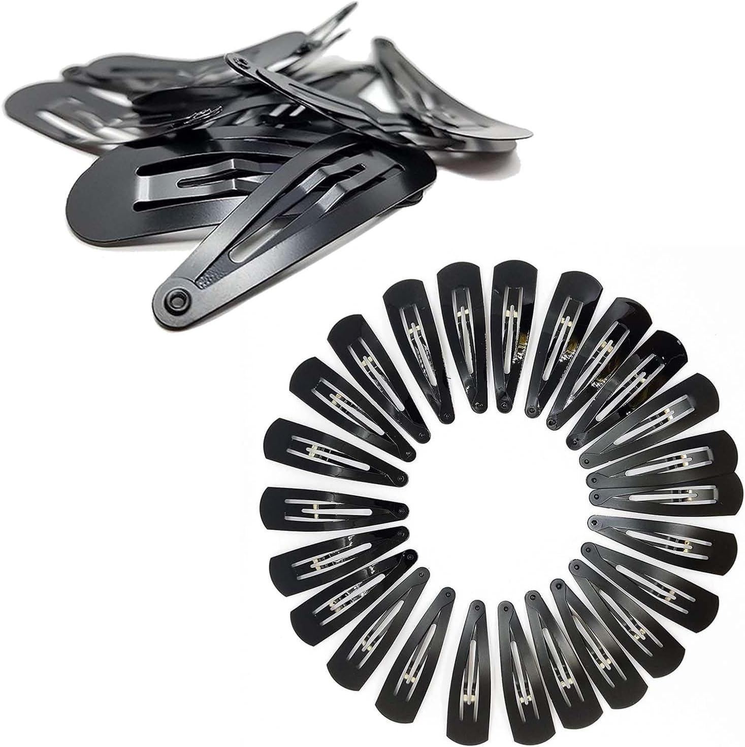 NTY Collections 100 Large Metal Tic Tac Snap Hair Clips for Women (Black) &ndash; Strong Grip Non-Slip Barrettes, Heavy-Duty Metal Hair Accessories for Thick & Thin Hair, Daily Styling Hair Clips &ndash;( 100 Pieces, 3.1 Inch ) image number 3