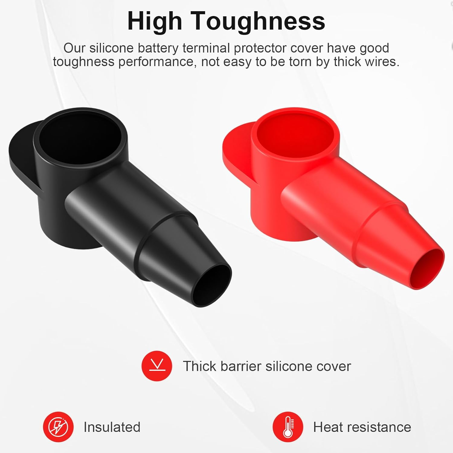 Betybedy 10 Pack Silicone Battery Terminal Covers for 10-4AWG Wire, Insulated Battery Terminal Protectors for 1/4", 5/16", 3/8" Battery Post, Battery Stud and Power Junction Blocks Cover image number 5