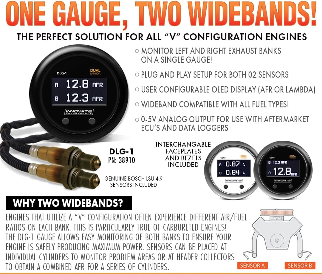 Innovate Motorsports 3891 DLG-1 Dual Lambda Oxygen Gauge Kit image number 4