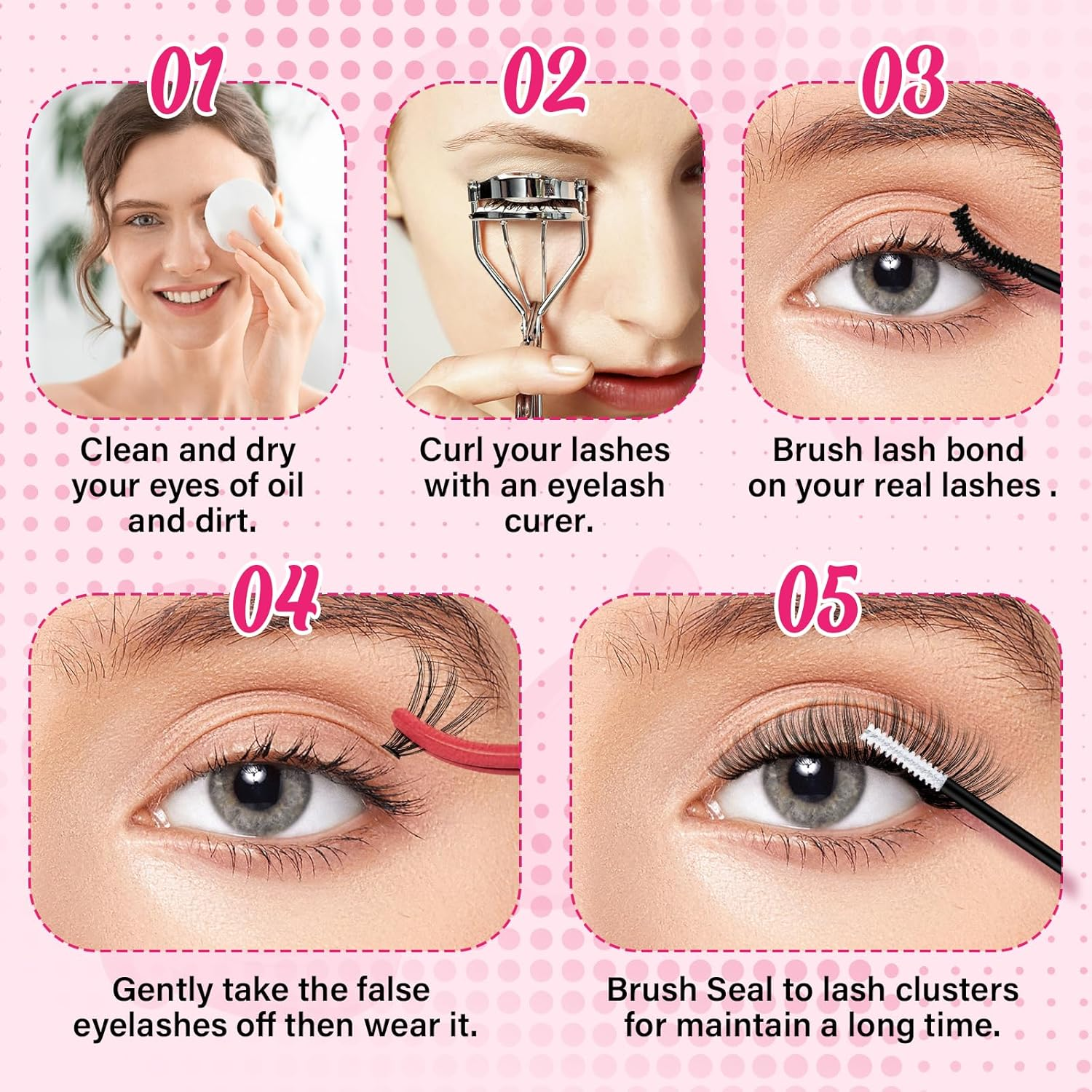 DIY Lash Extension Kit 280 Pcs Cluster Lashes Lash Clusters Kit 30D+40D with Lash Bond and Seal Waterproof Lash Applicator Individual Lashes Apply at Home Easy(30D+40D-9-16Mix Kit) image number 3