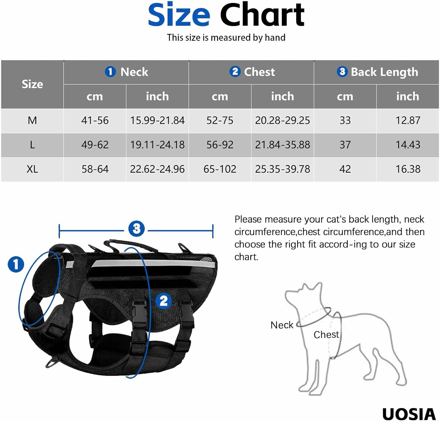 UOSIA Tactical Dog Harness Military Pet Harnesses Vest No-Pull Service Dog Vest Large Breed Reflective Dog Harness for Outdoor Training Walking Hiking image number 3