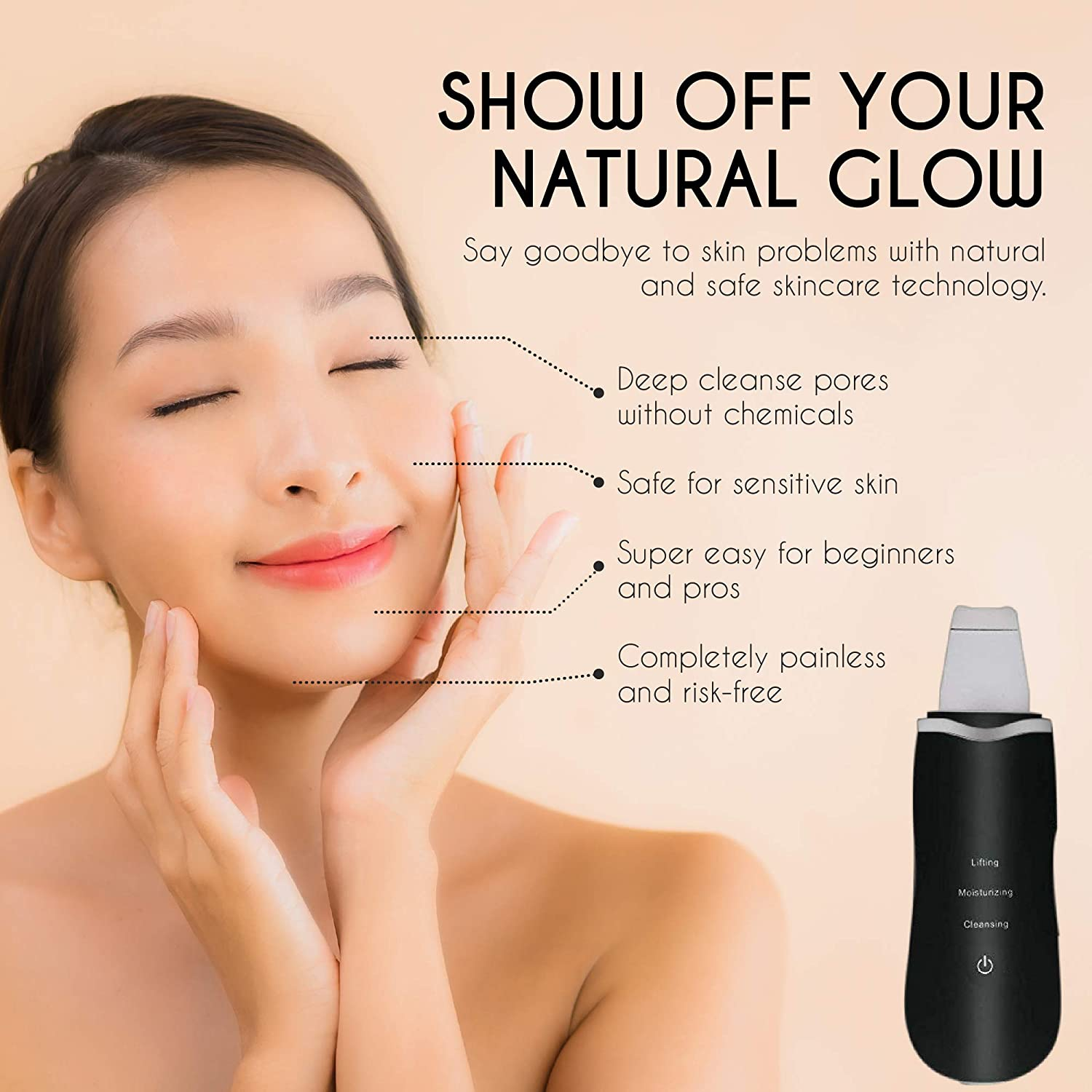 The Original Electric Skin Scrubber - Blackhead Remover - Comedone Extractor - Pore Cleaner Removal Kit - Facial Skin Exfoliator - Facial Lifting Tool - White image number 3