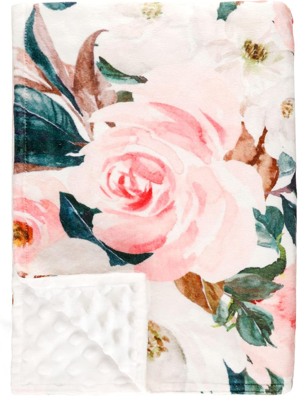 Baby Blanket Green Leaf, Soft Warm Baby Blankets for Girl and Boy, Plush Dot Security Blanket for Nursery Stroller Infant Crib(76X102 Cm)