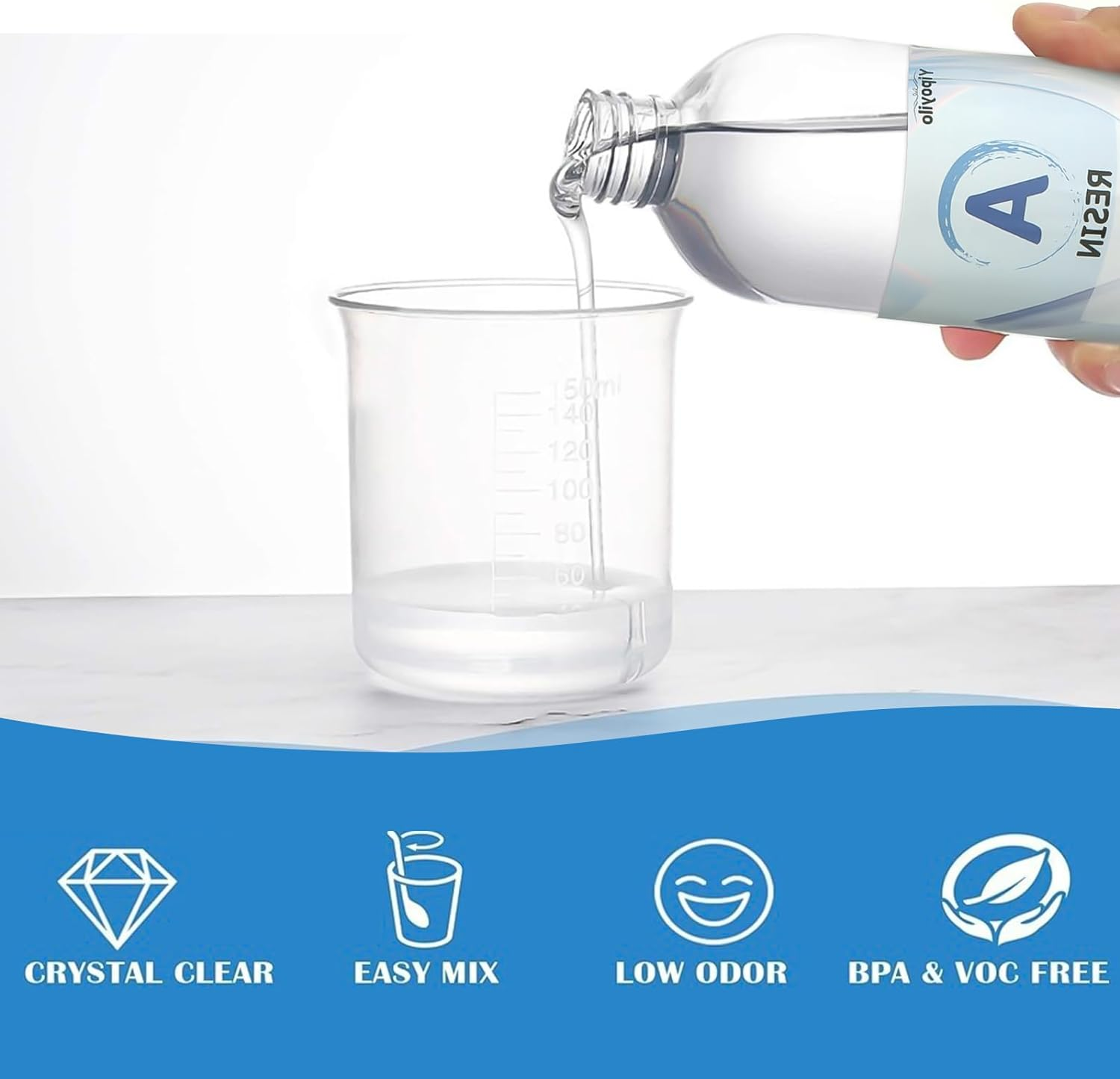 Epoxy Resin - 128 FL. OZ Easy Mix 1:1 Ratio Clear Resin Craft for Jewelry Making, Painting, Molds, River Tables and Etc. image number 6