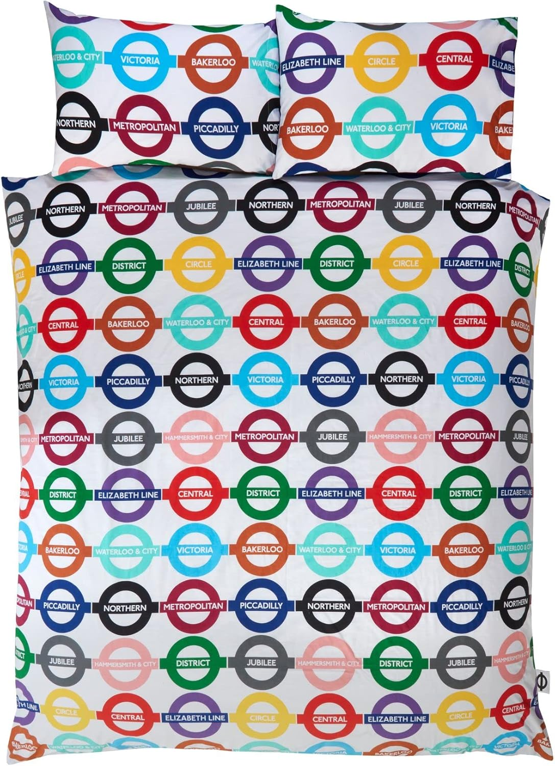 Underground London Undgerground Tube Duvet Cover and Pillowcases Bed Set-King, Polyester-Cotton, White image number 6