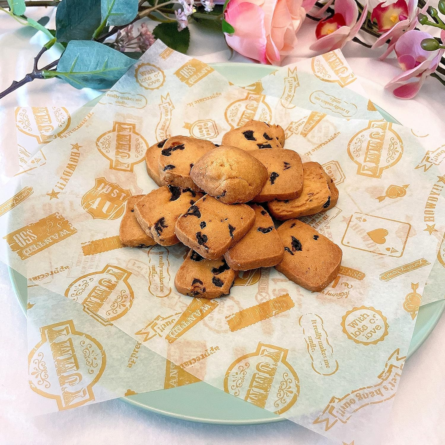 100 Sheets Food Grade Wrap Paper, Betterjonny Baking Wrapping Paper Deli Wax Sheets Wrap Paper Food Basket Liners Sandwich Paper Greaseproof for Kitchen Home Holiday Party Decor (21.5 X 25Cm) image number 3