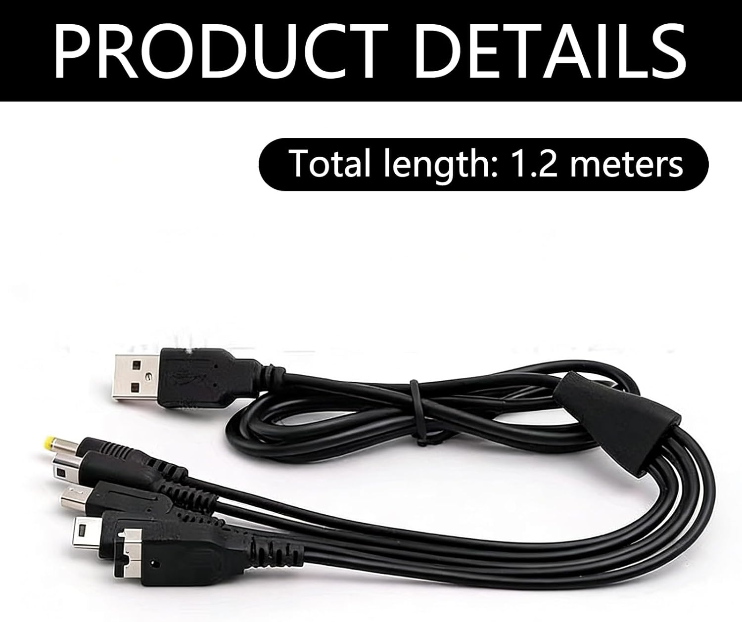 JANGJANG 5 in 1 USB Charger Cable Compatible with Nintendo DS Lite Wii U New 3DS XL/LL 3DS XL/LL 2DS Dsi XL/LL NDS GBA PSP 3000, Multi Function Fast Charging Cord, Universal Gaming Device Charging image number 2