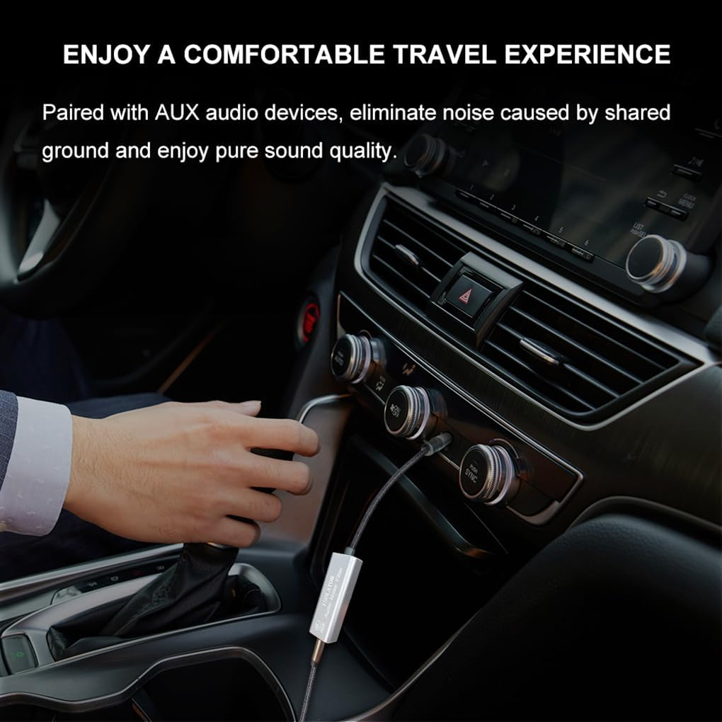 Ground Loop Noise Isolator 3.5Mm, Noise Filter for Car Audio/Home Stereo System (Eliminate the Buzzing Noise Completely) with 3.5Mm Nylon Braided Audio Cable image number 3