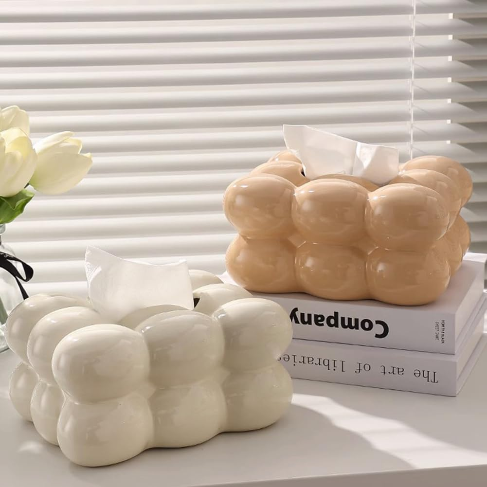 Paper Box Ceramic Paper Box Holder Paper Dispenser for Bathroom Dining Table Stylish Tissue Organizer Decorative Napkin D image number 5