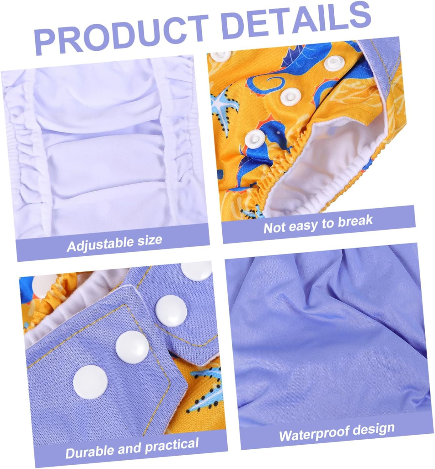 3Pcs Absorbent Newborn Cloth Diapers for Boys Girls Soft Elastic Leg Closures Breathable Nappies image number 4