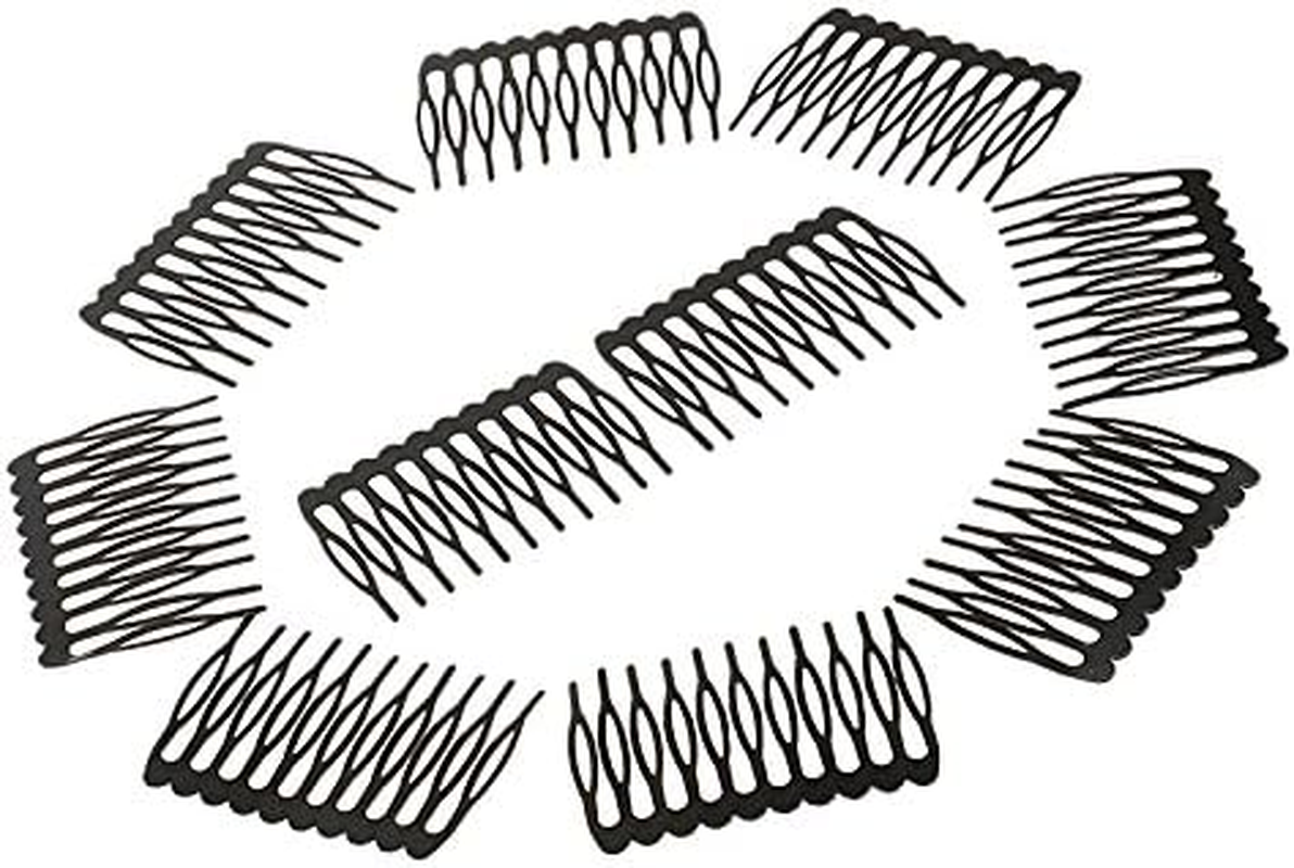 10 Pieces 10 Teeth Metal Black Wig Combs Hair Pins Clips DIY for Women Beauty image number 1