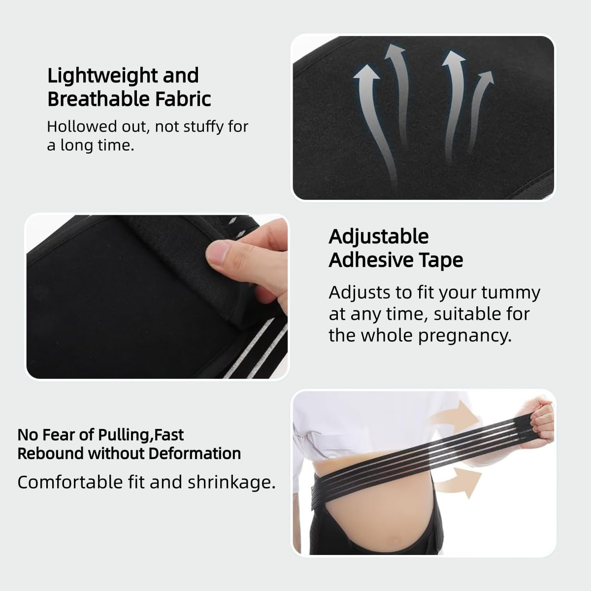 Maternity Belly Band Support, Breathable & Lightweight Abdominal Support with Back Brace, 3-In-1 Pregnancy Belly Belt for Mid to Late Term, Stylish & Durable Pregnancy Pressure Relief Band image number 2