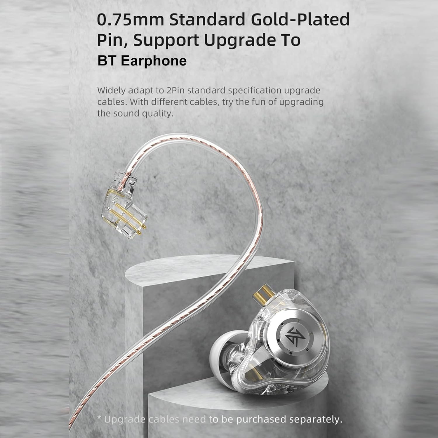 Earphone, Eacam In-Ear Stage Monitor Headphone Dual Magnetic Dynamic Unit Earphone, Shock Bass Earbuds with 0.75Mm Detachable Cable Comfortable Wired Headset (No Mic) image number 4