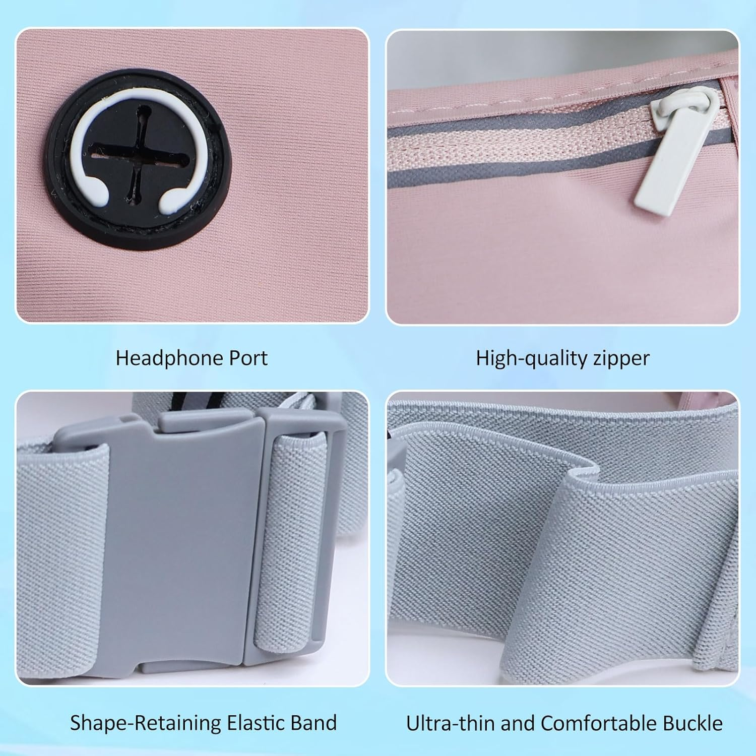 Running Belt Waist Pack for Women - Waterproof Reflective Fanny Pack with Adjustable Bounce-Free Design, Fits Large Phones,Card, Key Storage - Gym, Hiking, Cycling Essentials (Pink) image number 3