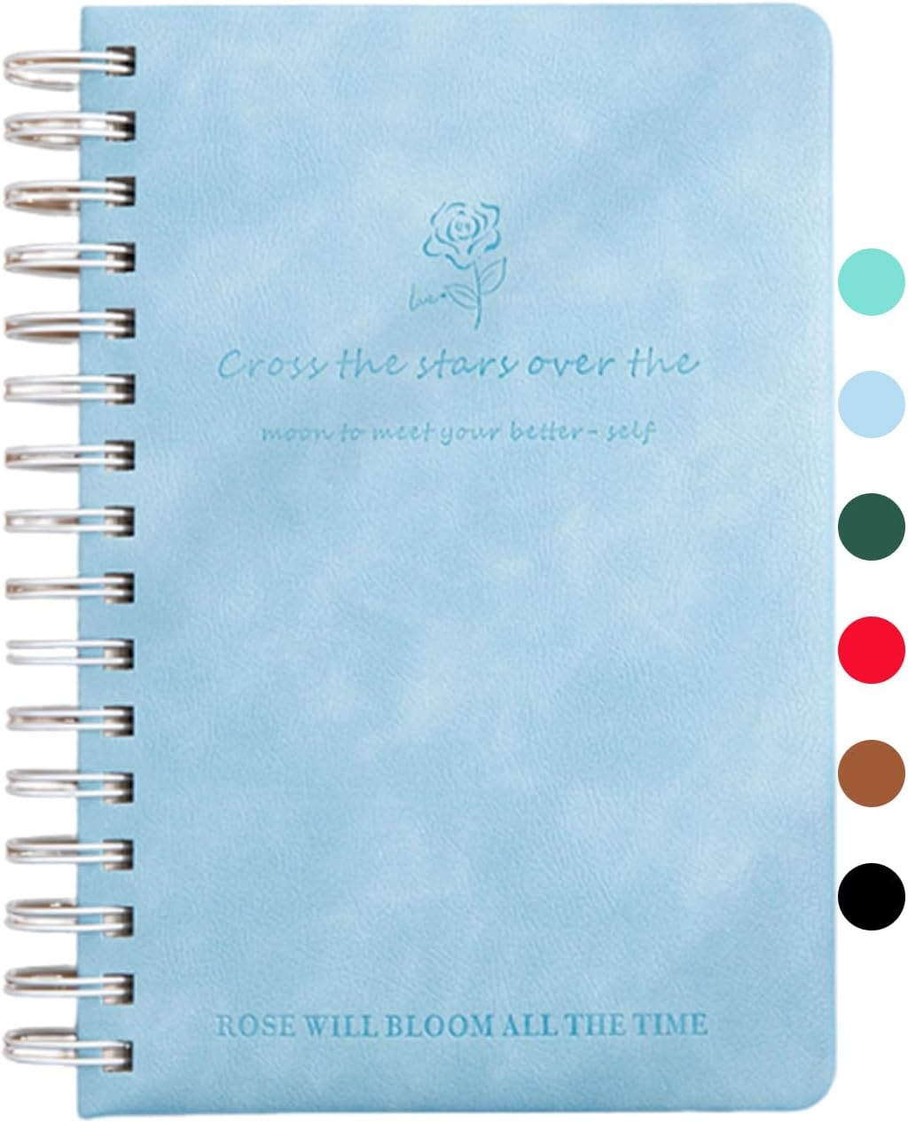 TUNJEJINY A5 Spiral Journal Notebook, 240 Pages Thick Paper with 100 GSM 3 in 1Blanks/Dotted/Grid Leather Hardcover for Women & Men Notepad,Writing for Office School Travel (Blue)