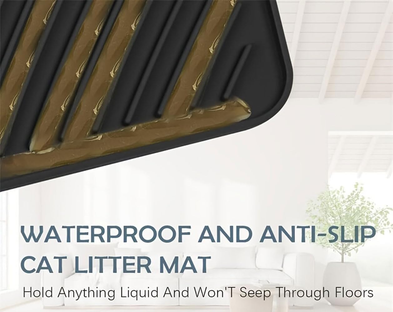 Cat Litter Tray Mat, Waterproof Cat Litter Tray Mat, Cat Litter Tray Mat, Cat Litter Mat, Non-Slip Cat Litter Mat, Silicone, Easy to Clean, Grey, 41 X 51 Cm image number 1