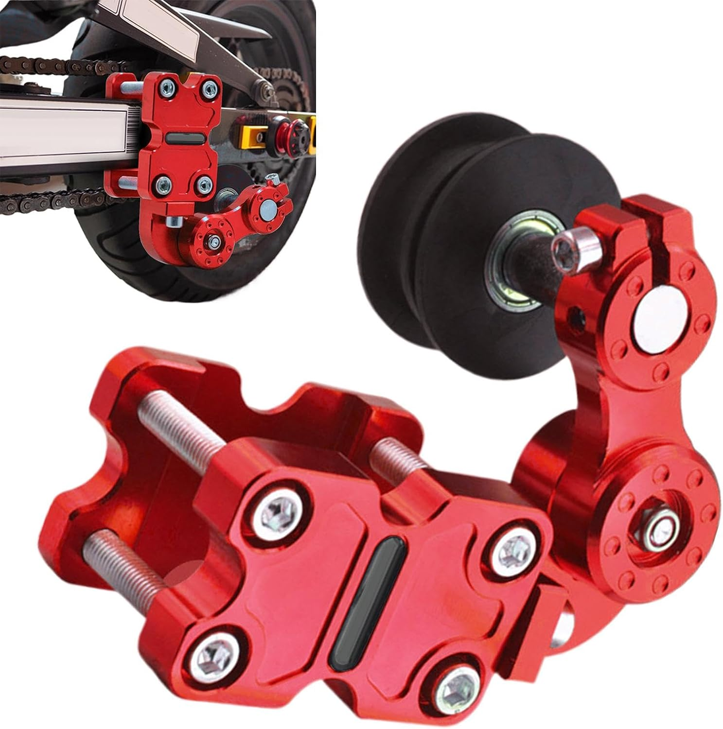 Motorcycle Chain Tensioner Tool | Automatic Motorbike Chain Adjuster Tensioner | Modified Chain Adjuster Tool for Riding, Motorcycling Gear for Men - Black image number 6