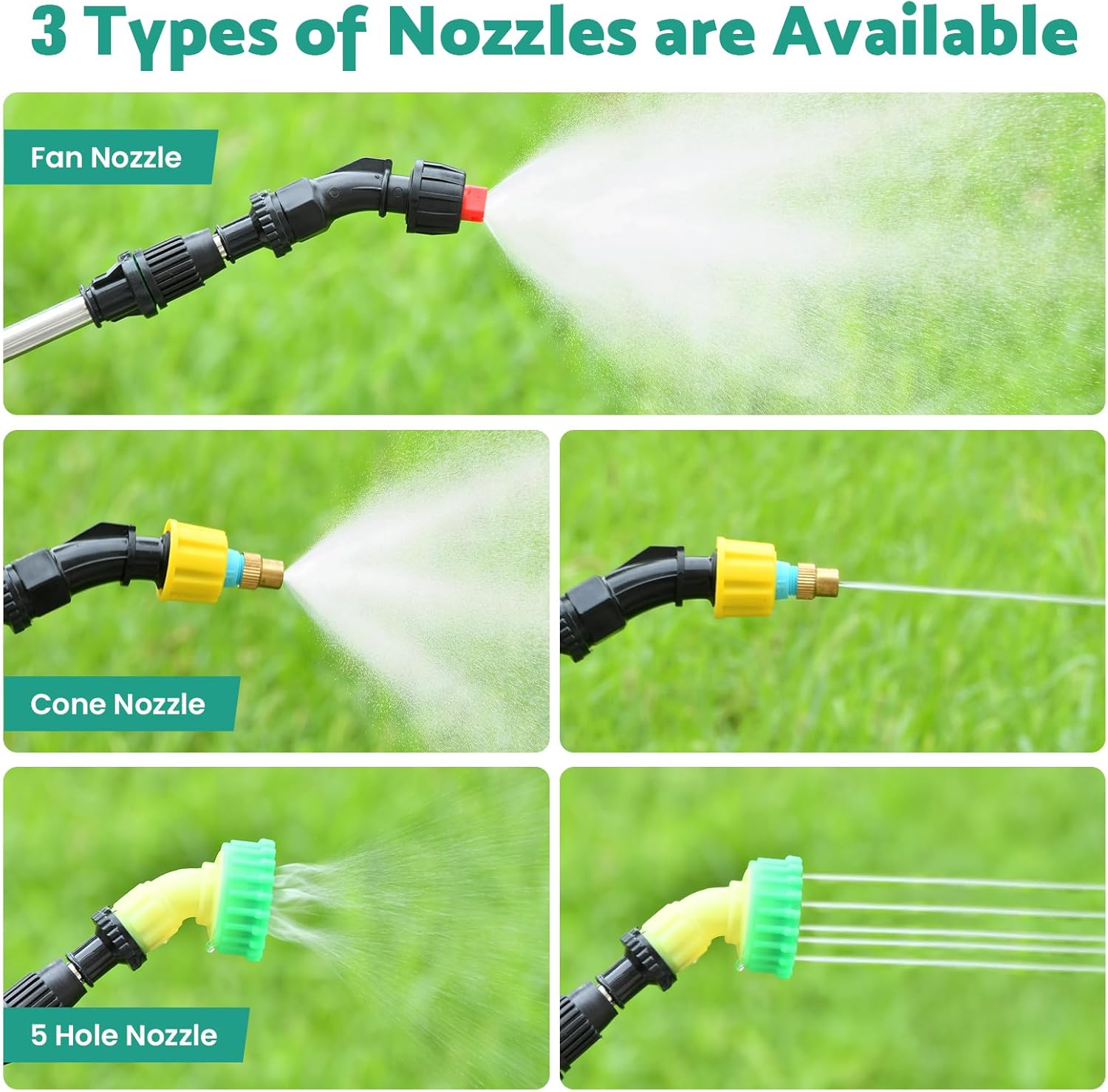 Advwin Electric Garden Sprayer, Battery Powered Sprayer with 3 Mist Nozzles, Rechargeable Handle with Battery Indicator, Garden Sprayer for Lawn, Garden, Cleaning image number 1