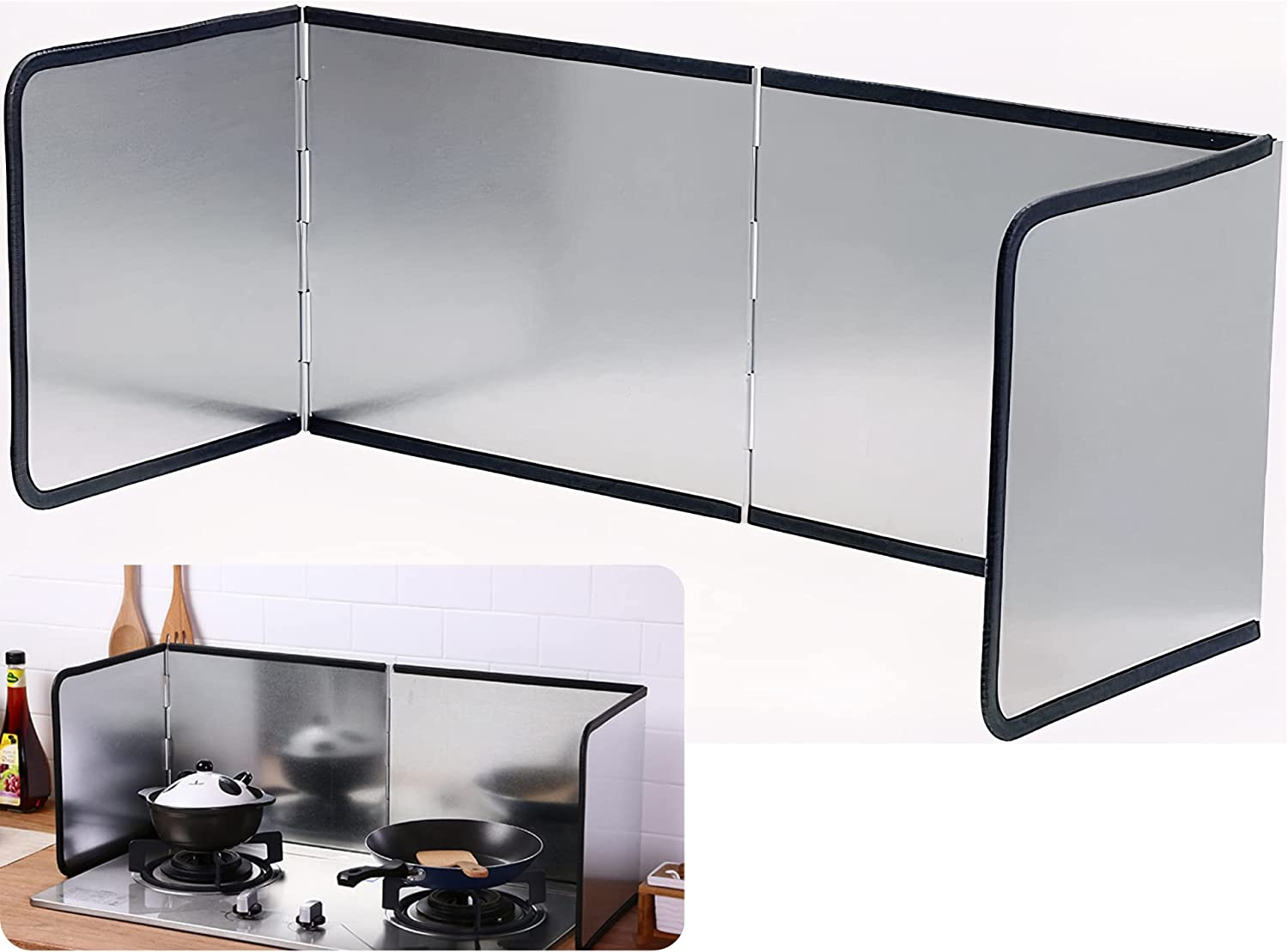 AUS Living Splatter Screen Guard for Stovetop, Kitchen, Sink. 4-Panel Arrangement (Large Size) Prevent Oil Splash, Non-Stick Material, Washable, Corrosion Resistant. Keep Your Kitchen Clean! image number 5