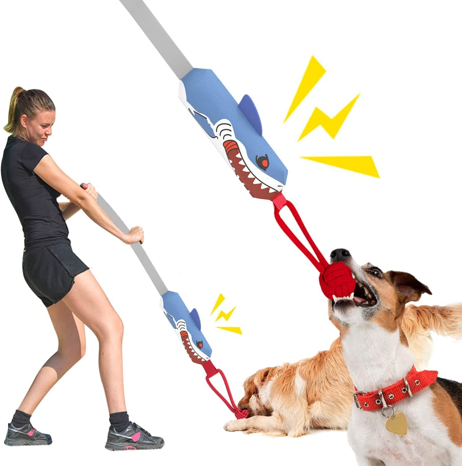 Squeaky Dog Tug Toys, Dog Chew Toys Dog Rope Toys with Strong Handle for Tug of War Puppy Training Play Durable Interactive Dog Toys for Small Medium & Large Dogs (Handle Tug) image number 3