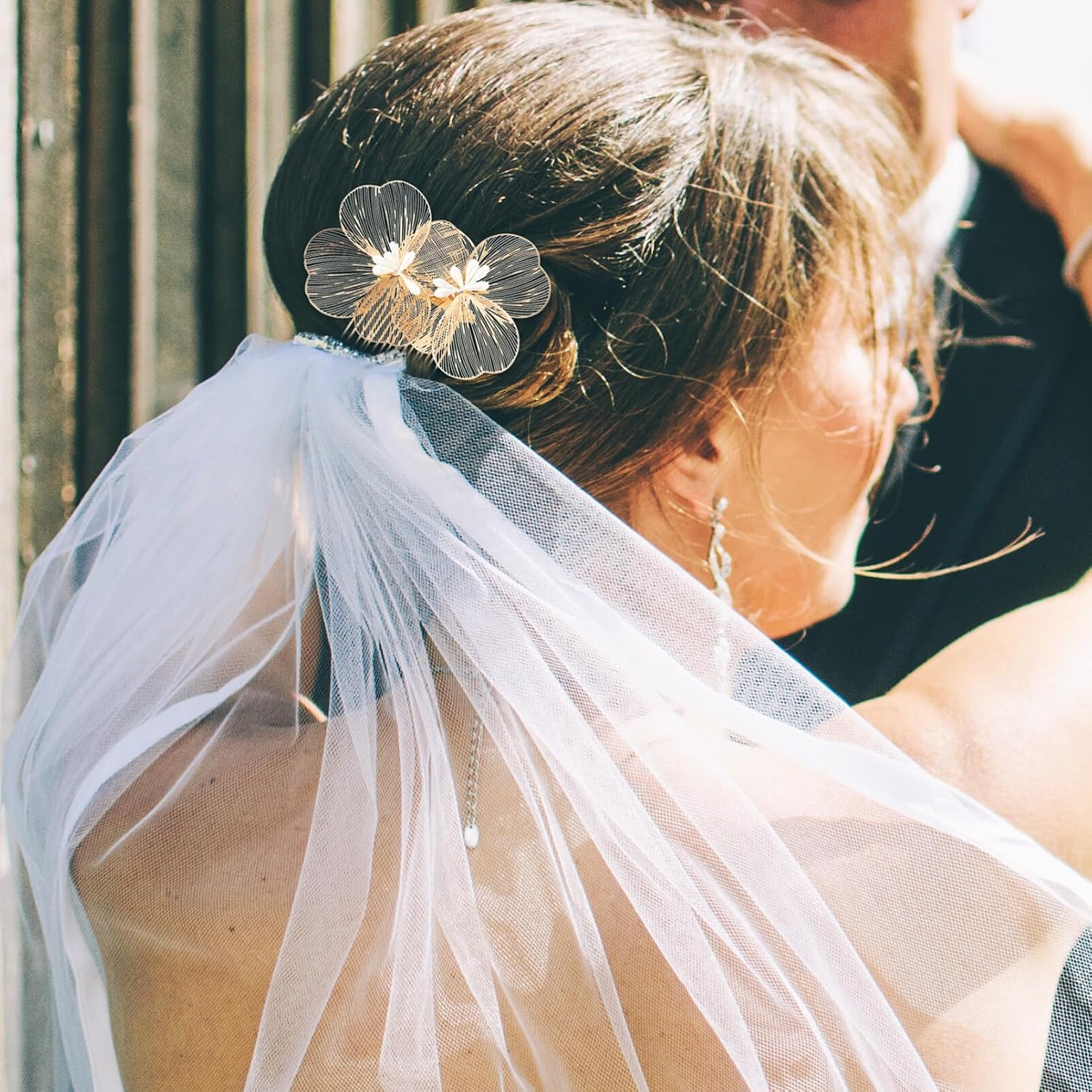 FOMIYES Bridal Hair Comb Flower Gold Tone Elegant Hair Accessory image number 4