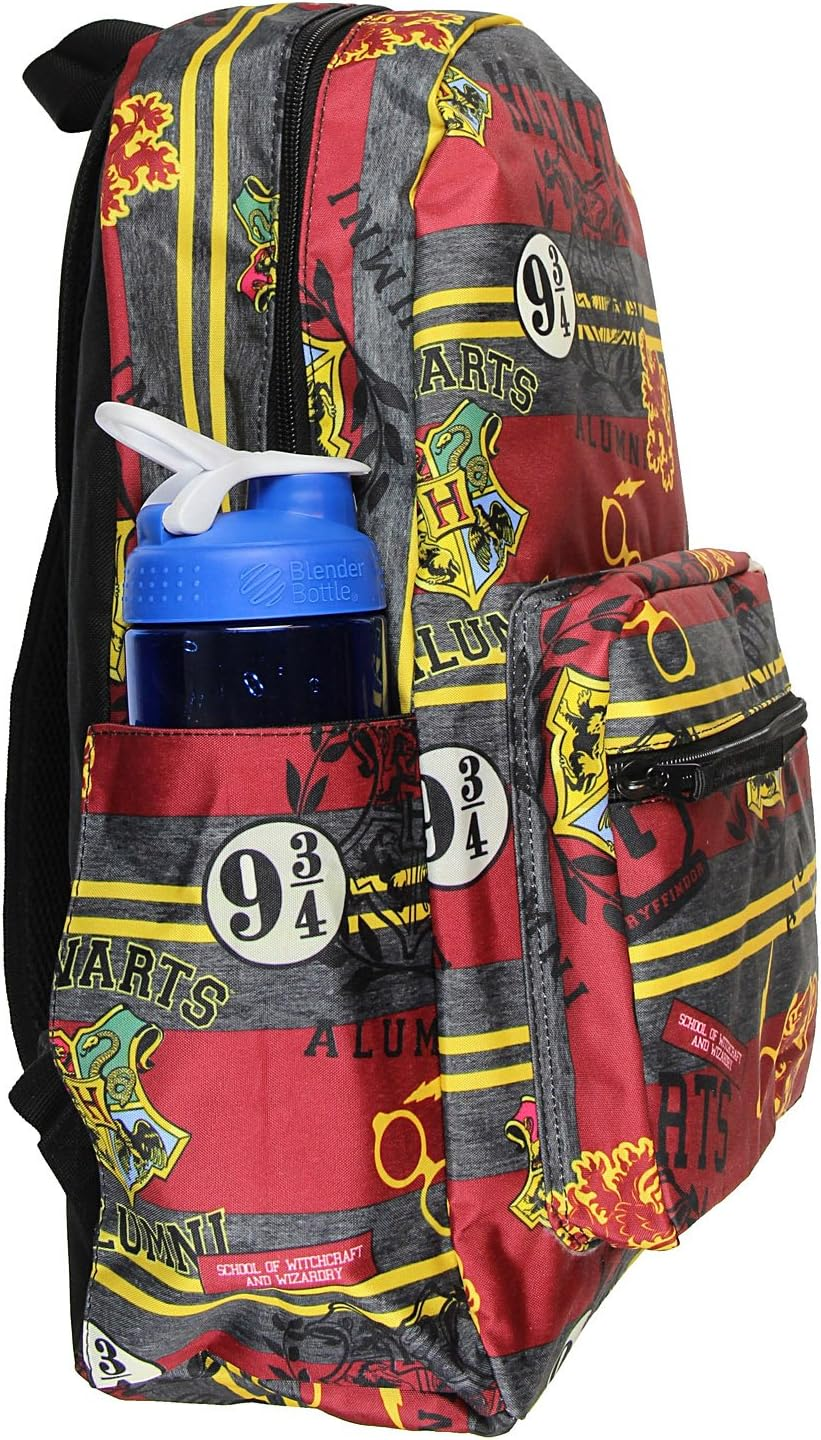 Harry Potter Hogwarts School of Witchcraft and Wizardry Alumni Patch Gryffindor Allover Print Backpack Book Bag image number 2