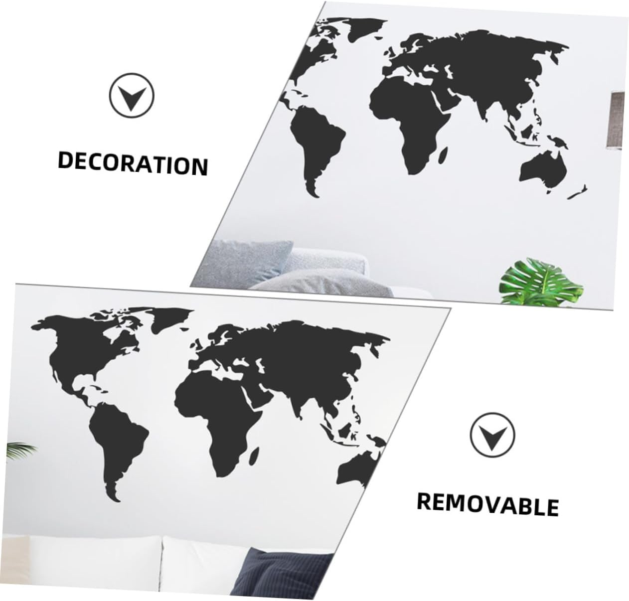 World Map Sticker Removable Wall Decor for Bedroom Living Wall Decorations Map Decals image number 1