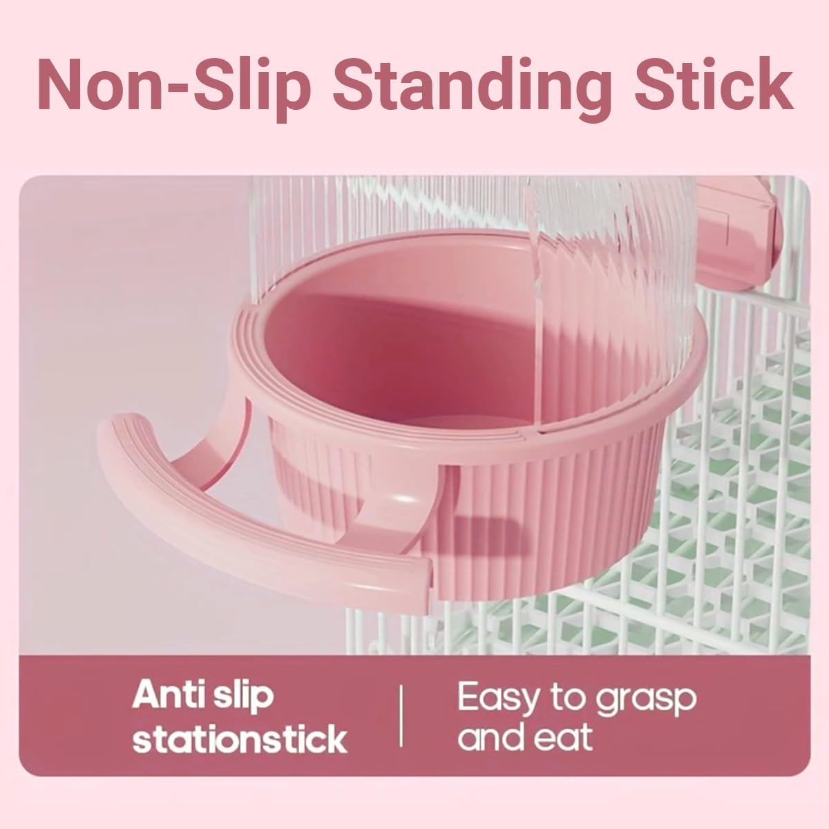 AIMALL Bird Feeder Food and Water Dispenser 5.43X6.5X4.92In Plastic Feeding Cup for Budgerigar Parrot Pigeon Lovebird, Automatic Bird Food Container Pink Yellow Colour - Yellow image number 6