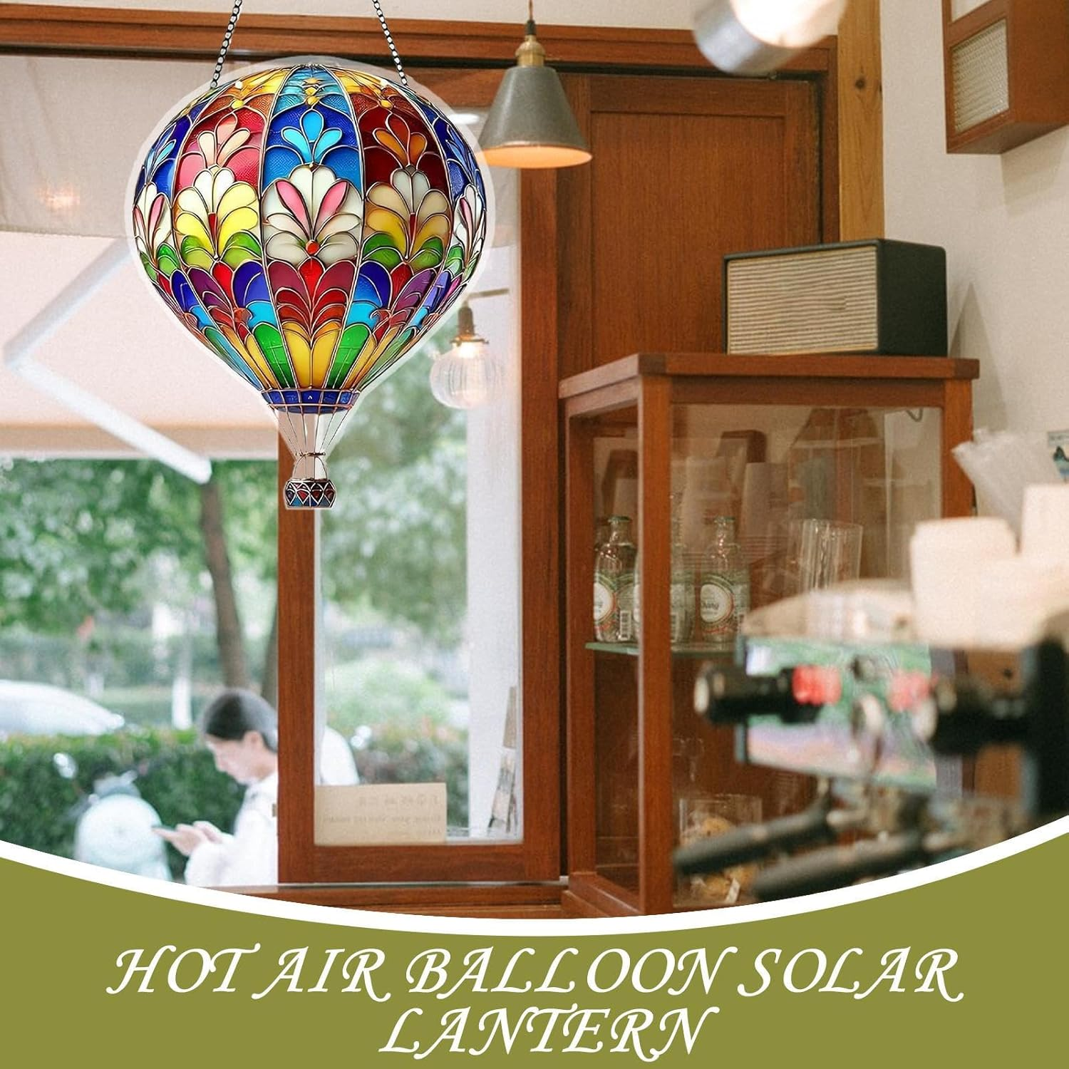 Hot Air Balloon Lantern, Garden Ornaments Outdoor, Hot Air Balloon Light, Hanging Garden Lights, Charming Acrylic Home Decor for Window Door Tree Gardan