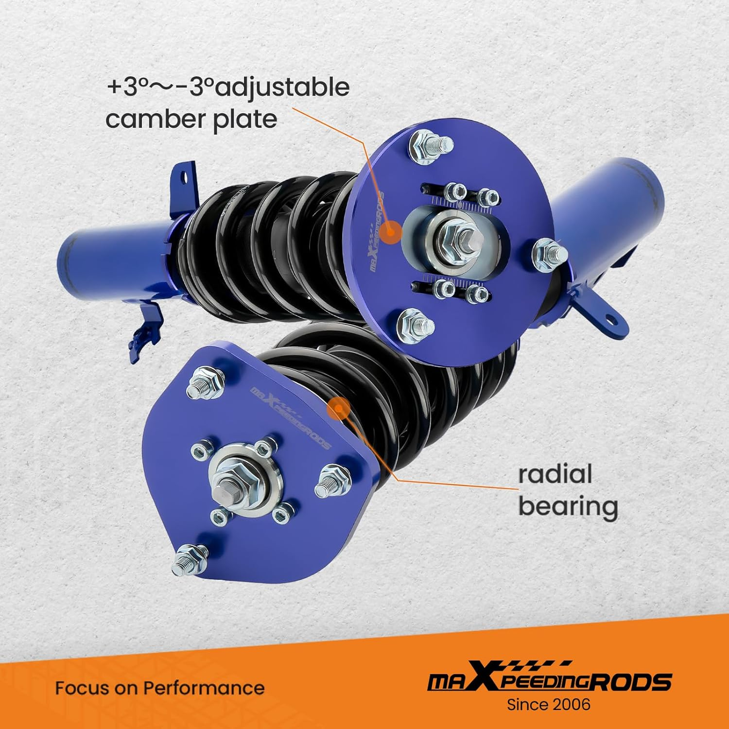 Maxpeedingrods Coilovers for Toyota Camry 1992-2001, for Toyota Avalon 1995-2003, Solara 1999-2003, for Lexus ES300 1992-2001, Height Adjustable Coilovers Suspension Kit, Lowering Kit Blue image number 4