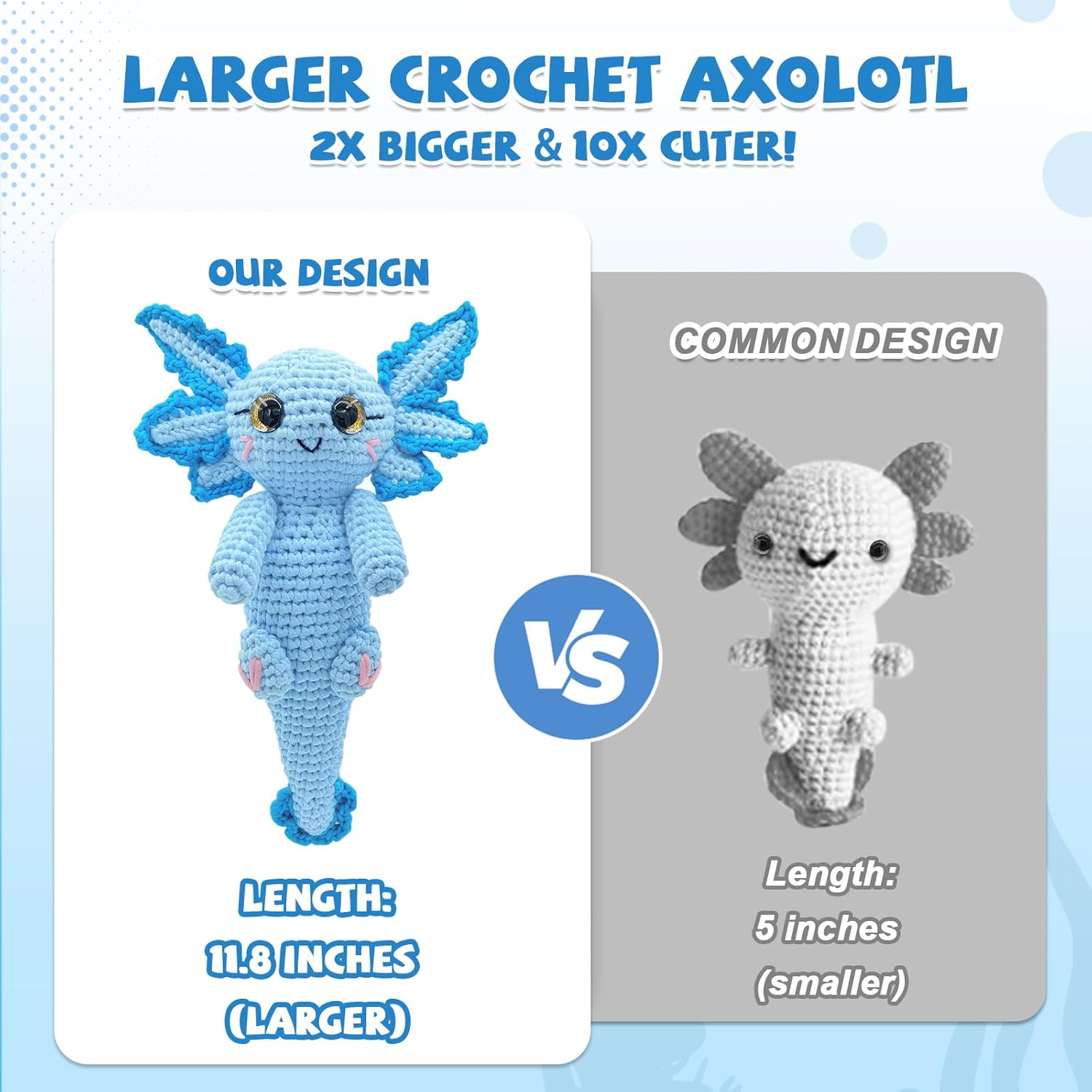 SGIBYN Crochet Kit for Beginners, 11.8 Inch Large Axolotl Amigurumi Crochet Kit with Step-By-Step Video Tutorials, Animal DIY Knitting Craft Kit for Women, Teens & Adults