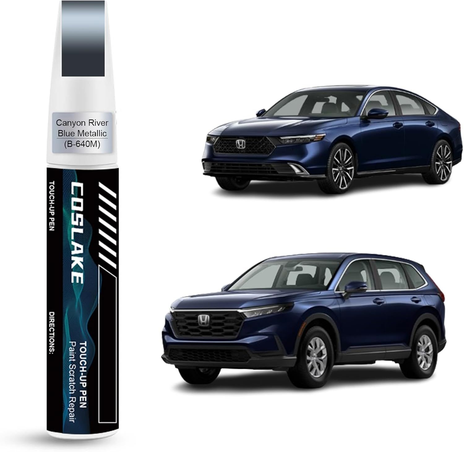 Car Touch up Paint(Canyon River Blue Metallic(B-640M)) for Honda, Car Paint Scratch Repair Kit, Quick & Easy Solution to Repair, 2 in 1 Scratch Remover Pen with Color-Matched
