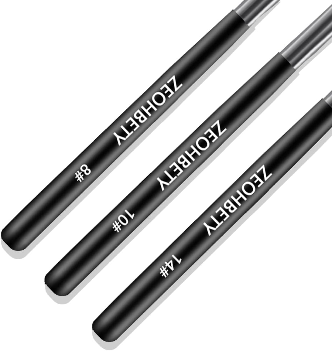 Acrylic Nail Brush Set, 3Pcs Acrylic Powder Nail Brushes for Acrylic Application, Nail Art Brush for 3D Carving & Detailing Design, Nail Extension Manicure Tool, Size 8/10/14, Black