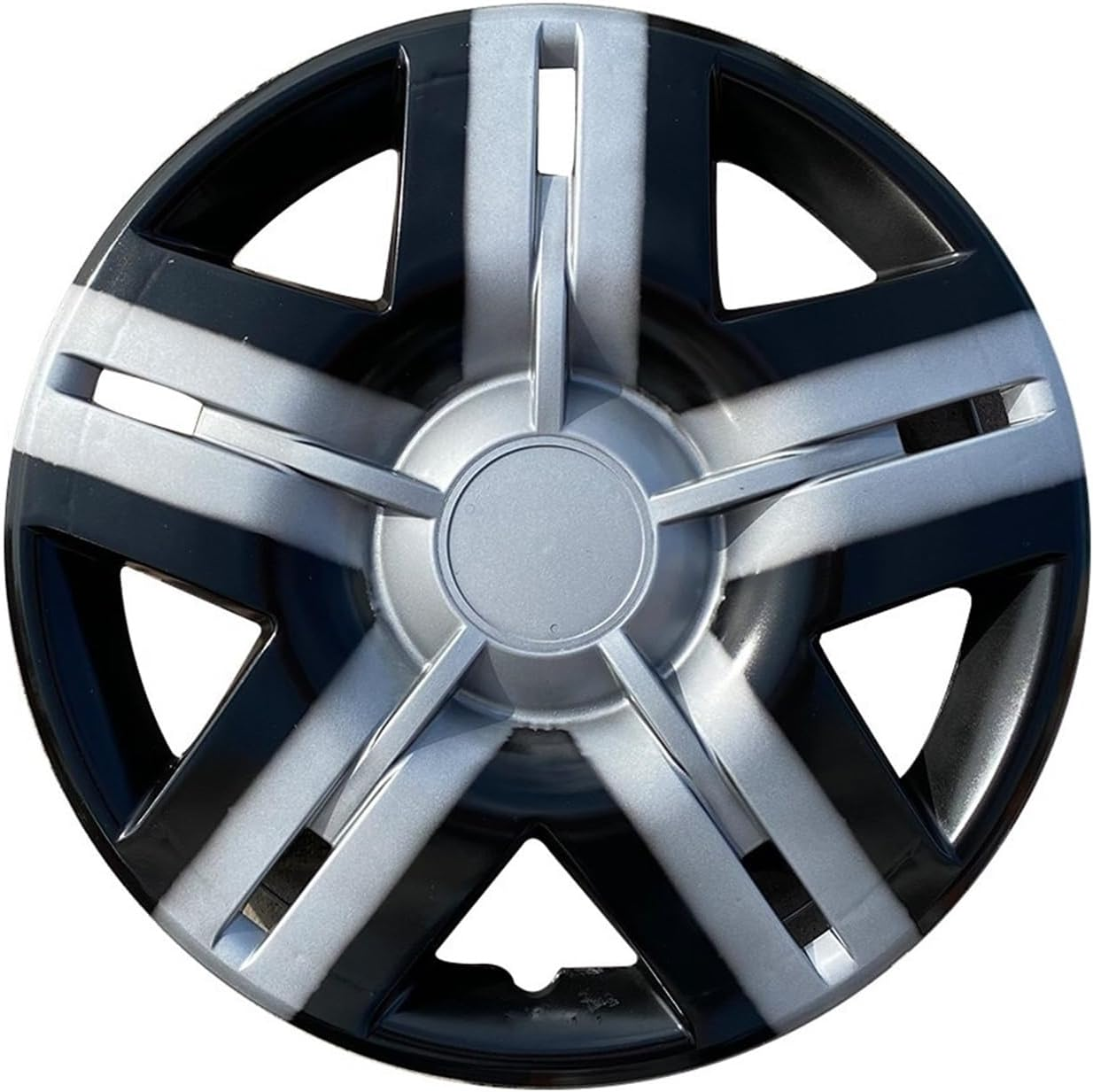 QXKSPG 4Pcs Set 14 "Inch Hubcaps Wheel Rim Cover Glossy Black with Gray Insert Wheel Trims Set