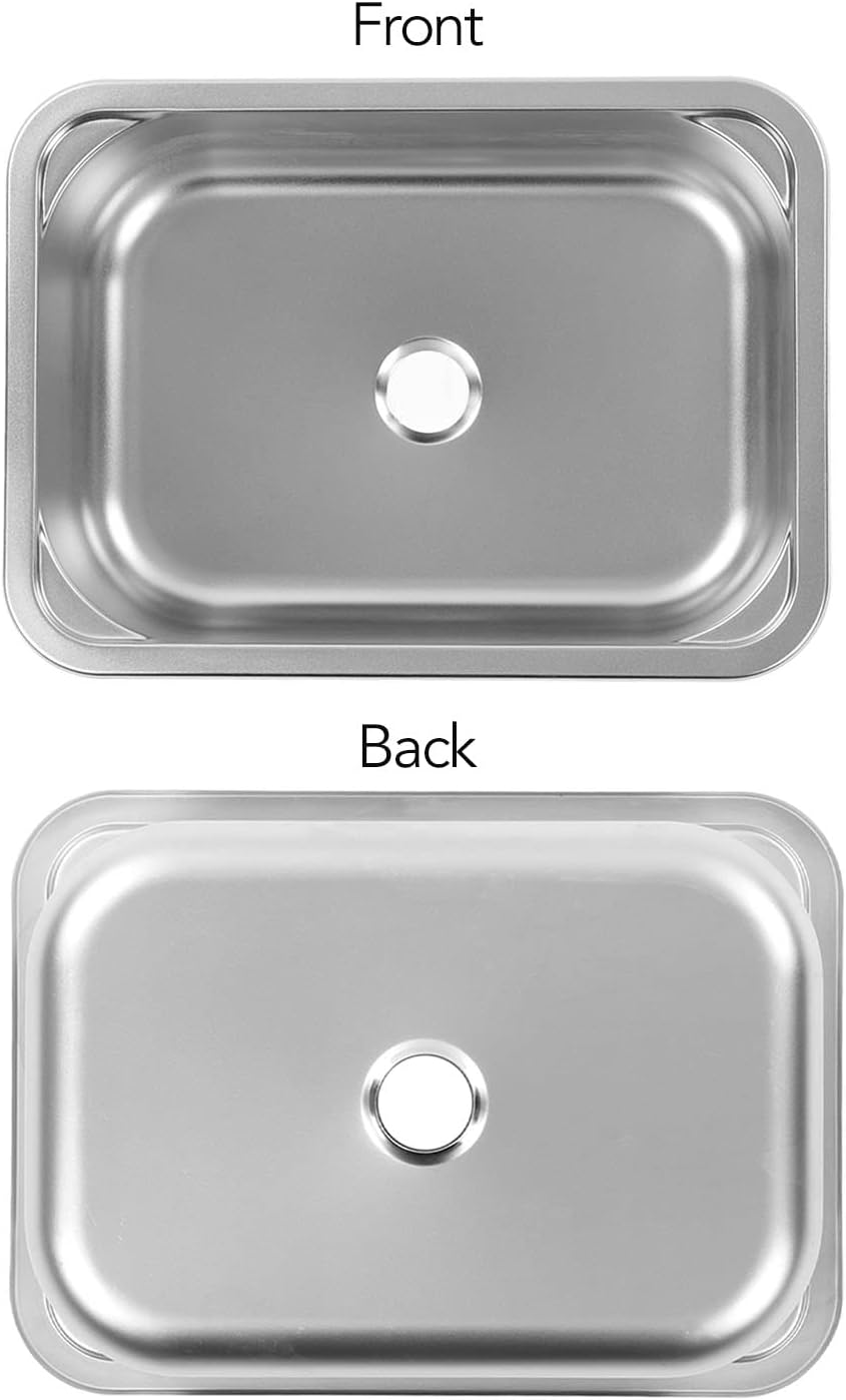 Jiawu Stainless Steel RV Sink, Space Saving Drop in Hand Wash Basin Sink with 40Mm Drain, Large Capacity Single Bowl Sink for Rvs, Campervans, Yachts, Boats, Kitchen, 345X245X136Mm image number 5
