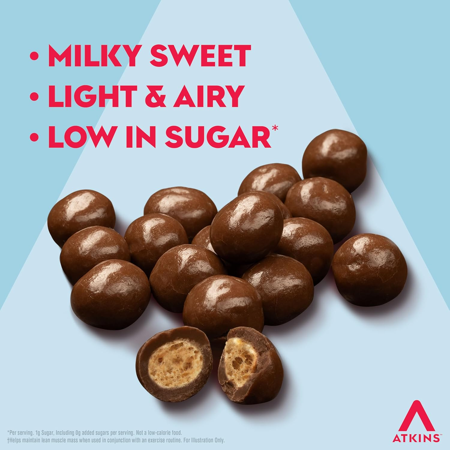 Atkins Endulge, Milk Chocolate Malt Bites, Low Sugar Treat, 5 Pack image number 1