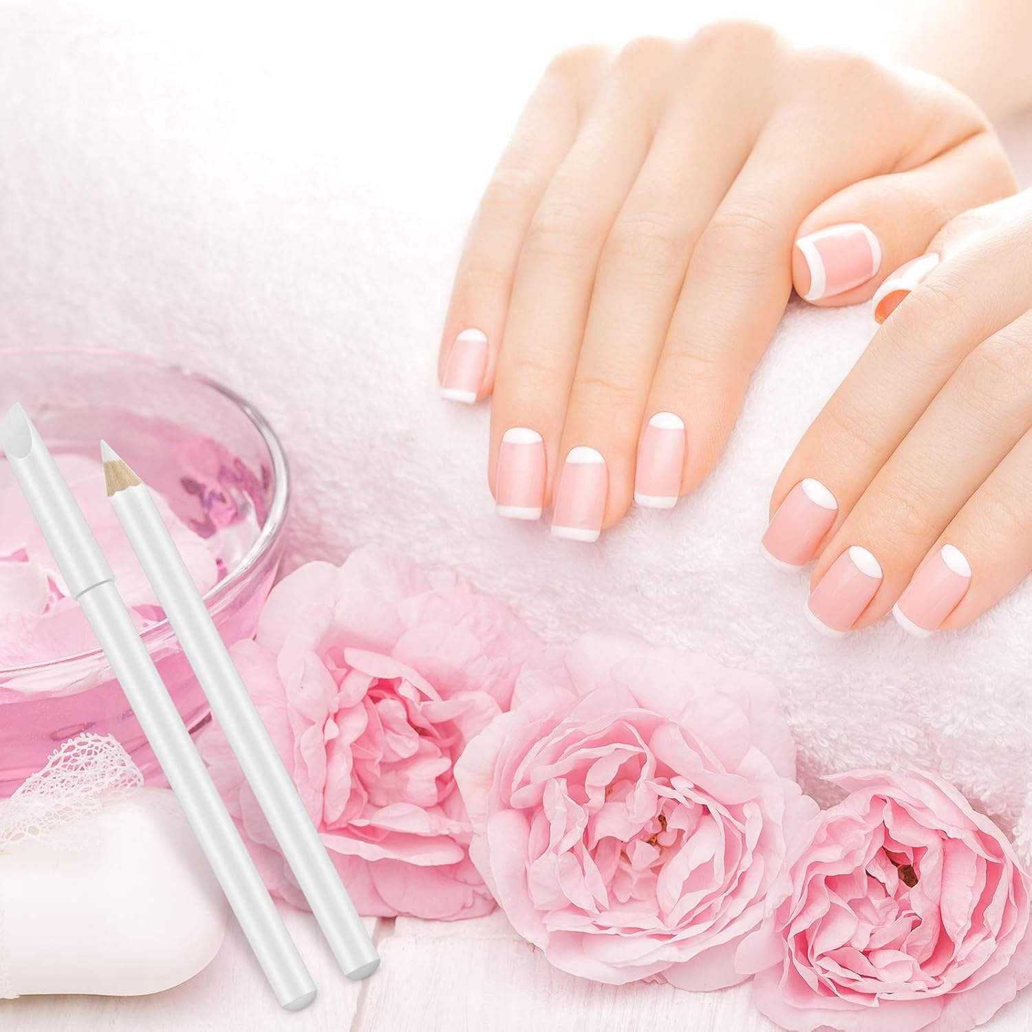 8 Pieces White Pencil under Nail 2-In-1 Nail Whitening Pencils French White Manicure Pencils with Cuticle Pusher for DIY French Art Manicure Supplies image number 4