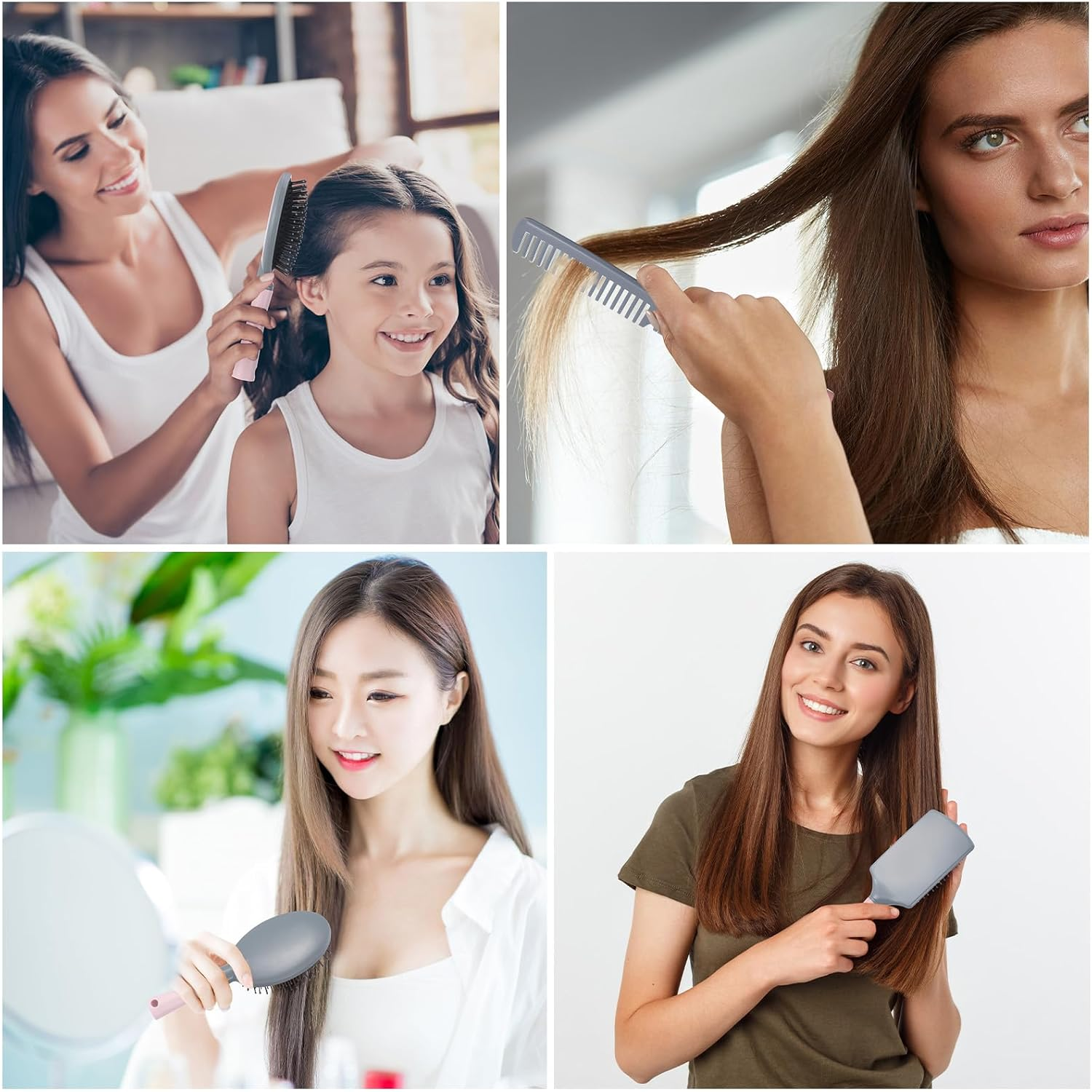 Dusaniyali 5 Piece Hair Brush Set Massage Hair Brushes Relaxing Brushes Bristles Comb Anti-Static Hair Brush Styling Brush for Women Men Children All Wet or Dry Hair image number 3