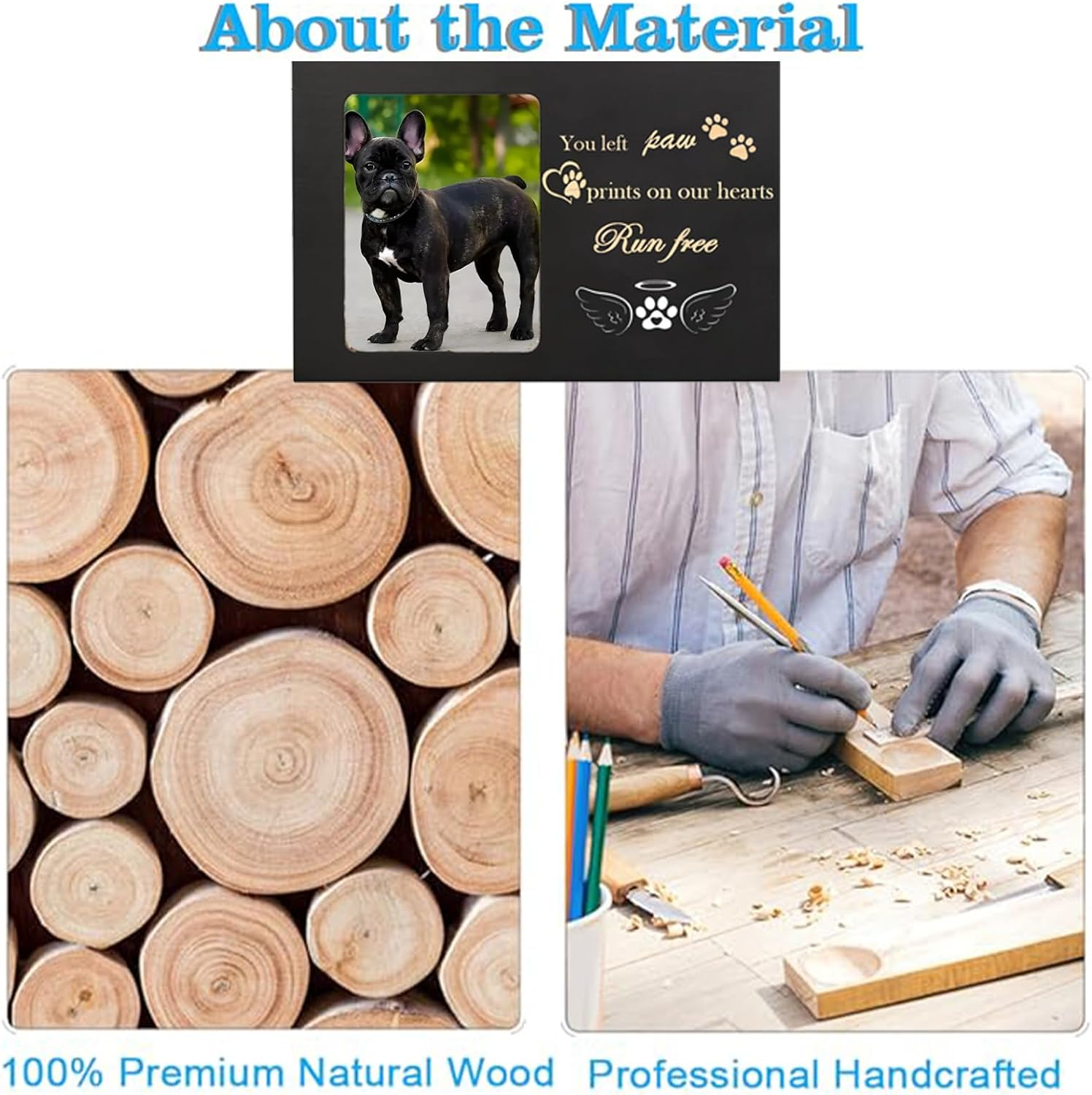 Pet Urns for Dogs or Cat Ashes, Large Wooden Dog Memorial Cat Dog Urn, Urne Pour Chien Pet Sympathy Gifts Black Wooden Box with Pet Memorial Pictures Frame Pet Memorial Keepsake (L,18 * 12 * 12Cm) image number 2